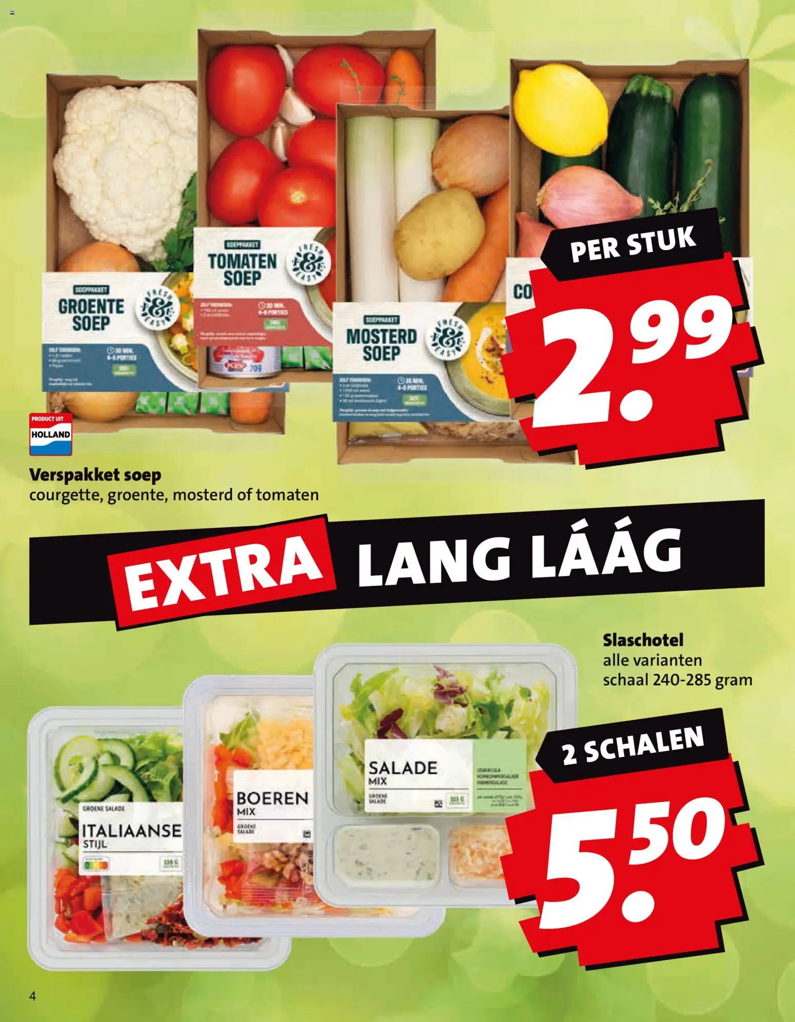 {H1} | Pagina: 4 | Producten: Tomaten, Schaal, Salade, Mosterd