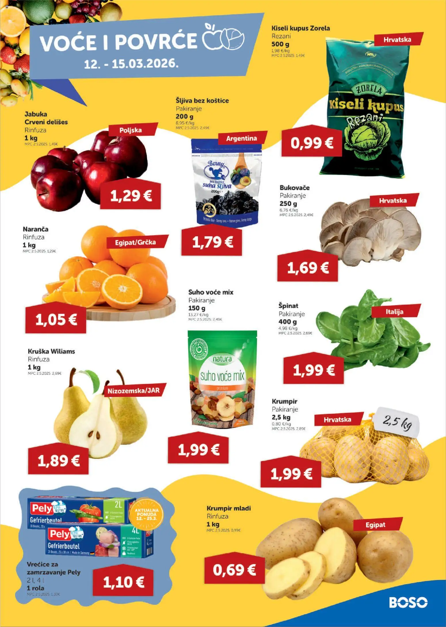 Boso katalog | vrijedi od 12.03.2026 | Stranica: 3 | Proizvodi: Špinat, Krumpir, Vrećice za zamrzavanje, Jabuka