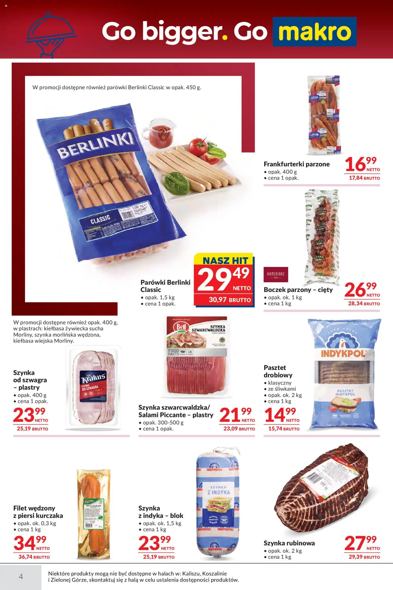 Makro gazetka - Oferta dla gastronomii od 15.09.2026 | Strona: 4 | Produkty: Parówki, Szynka, Salami, Berlinki