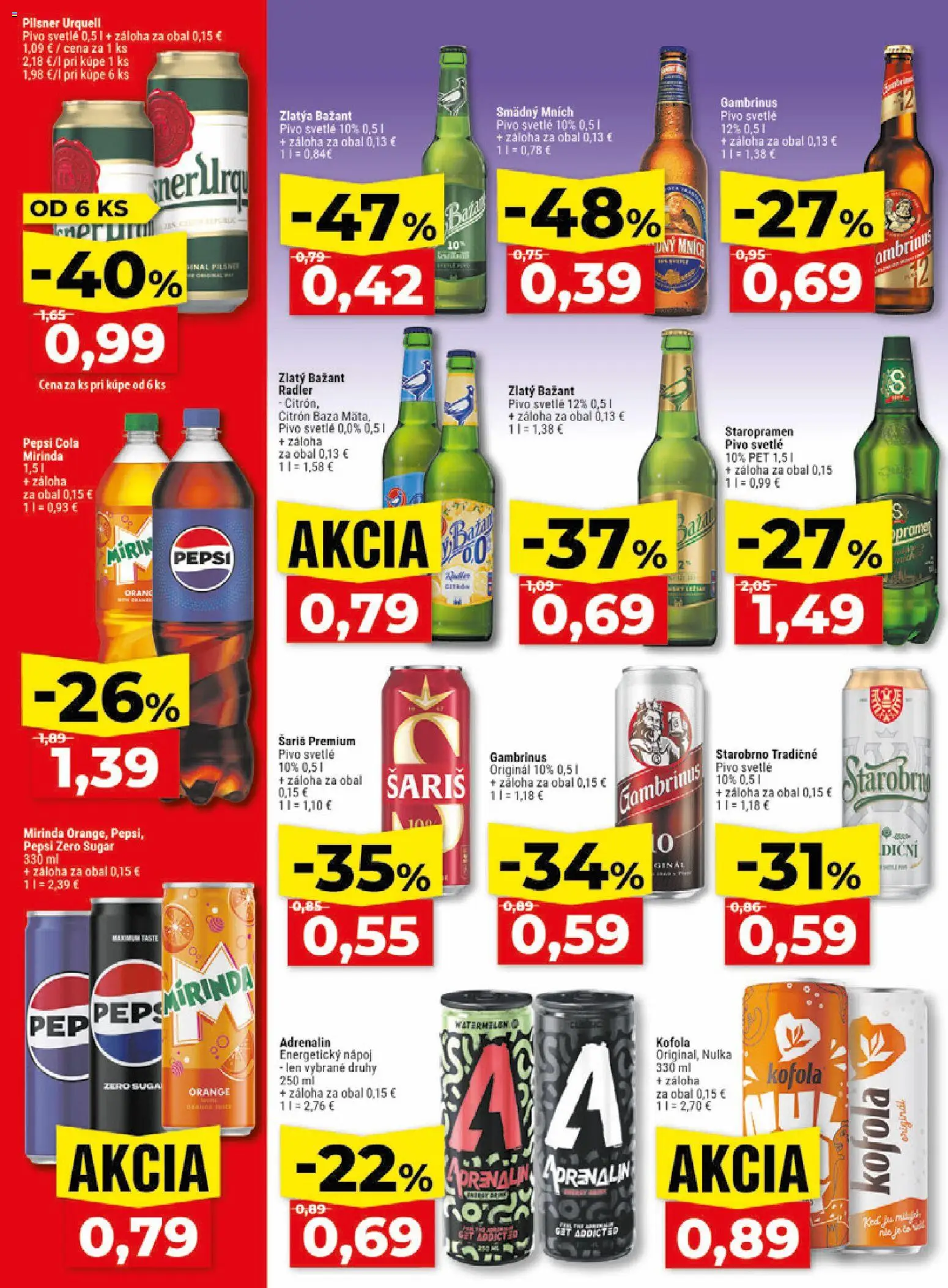 Nové Klas akcie – leták je platný od 06.07.2026 | Strana: 23 | Produkty: Pilsner Urquell, Staropramen, Cola, Gambrinus