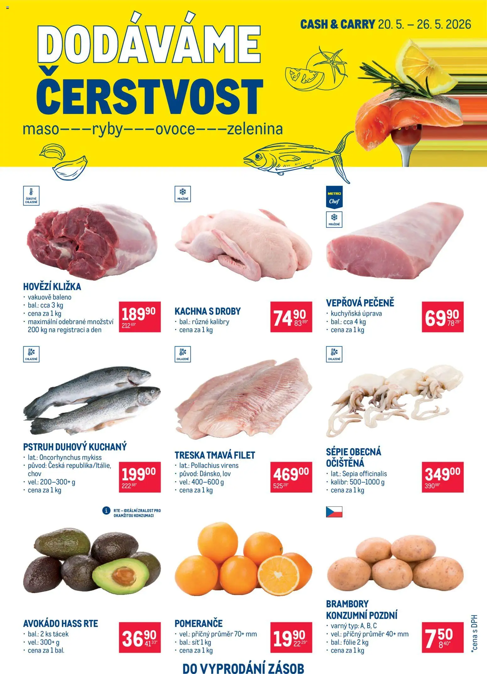 Makro leták - Ultra fresh nabídka od 20.05.2026 | Strana: 1 | Produkty: Hovězí kližka, Avokádo, Kachna, Maso