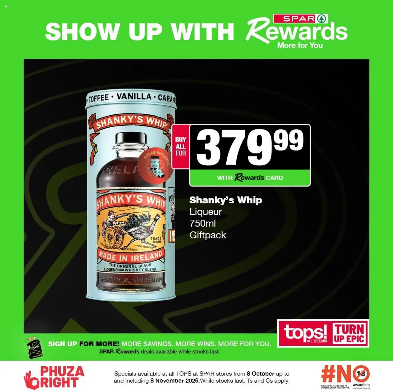 New Tops at Spar catalogue – valid from 08/10/2026 | Page: 16 | Products: Socks, Vanilla, Whiskey