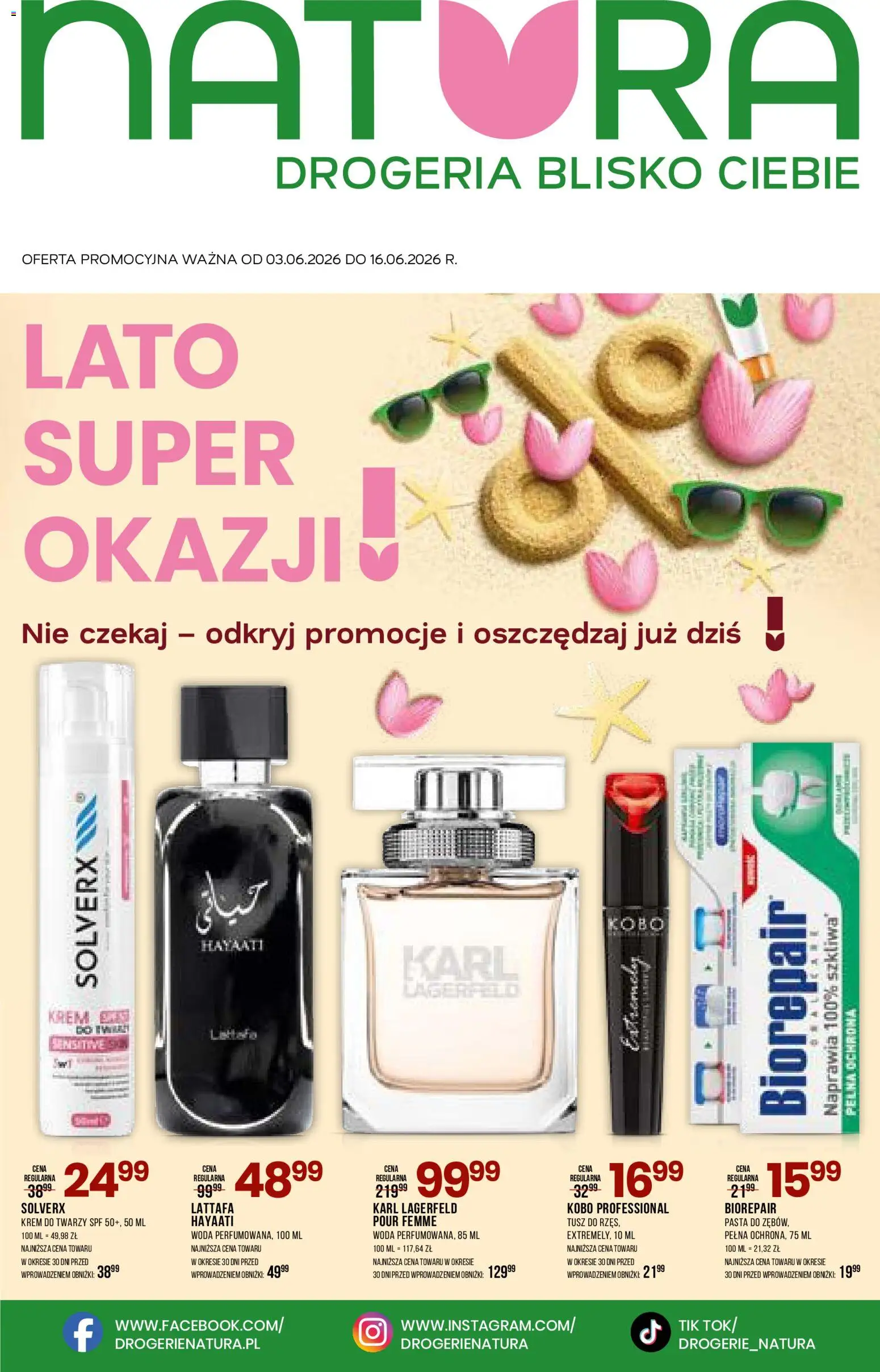Drogerie Natura gazetka od 03.06.2026 | Strona: 1 | Produkty: Drogeria, Krem, Woda, Krem do twarzy