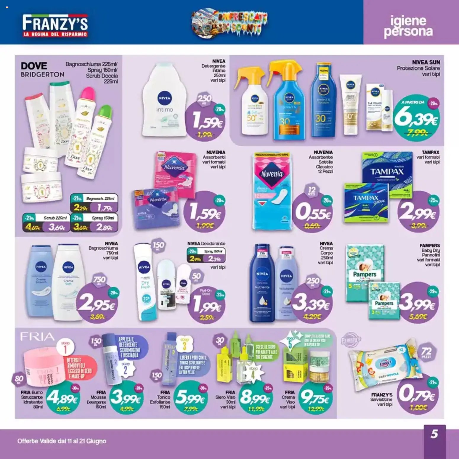 Volantino Franzy's del 11.06.2026 | Pagina: 5 | Prodotti: Crema, Struccante, Scrub, Doccia