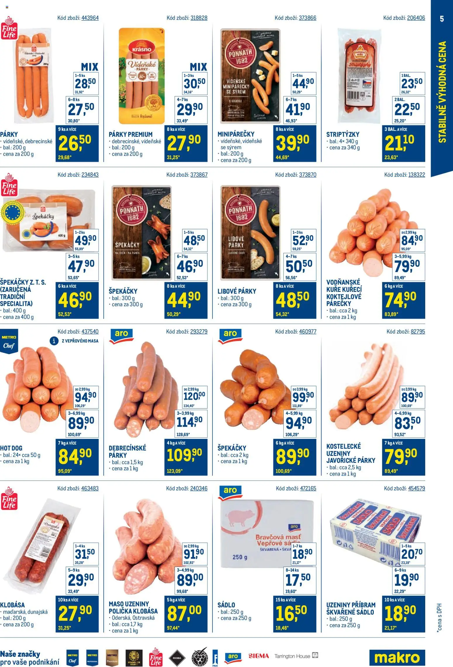 Makro leták - Stabilně výhodná cena od 18.05.2026 | Strana: 5 | Produkty: Sádlo, Párky, Špekáčky, Uzeniny
