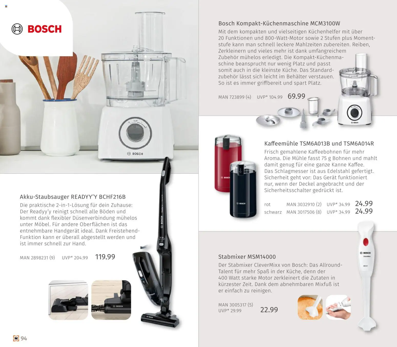 Müller Haushaltskatalog – gültig ab 01.10.2026 | Seite: 94 | Produkte: Bosch, Mühle, Kaffeemühle, Stabmixer