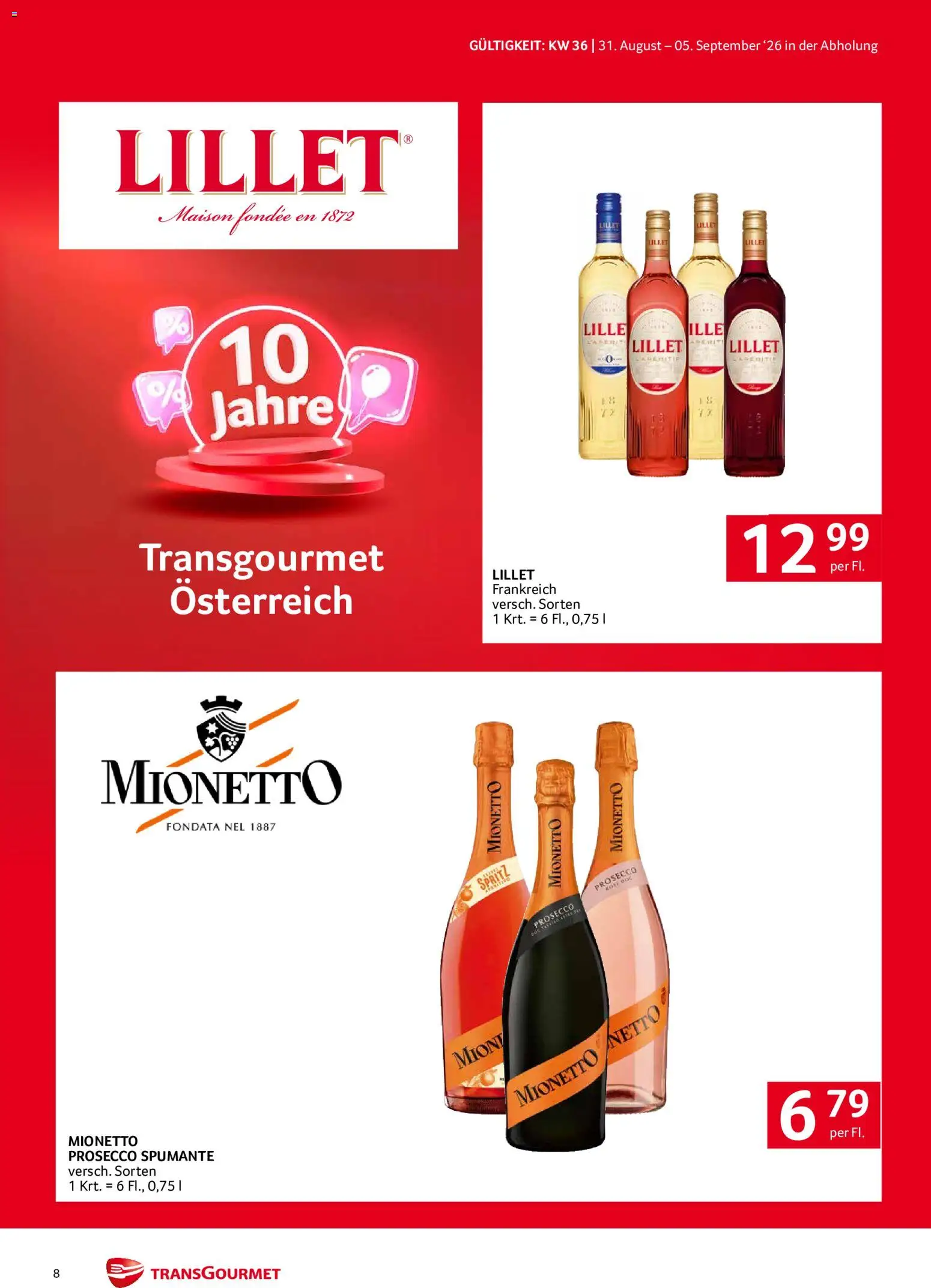 Transgourmet Flugblatt gültig ab 31.08.2026 | Seite: 8 | Produkte: Prosecco