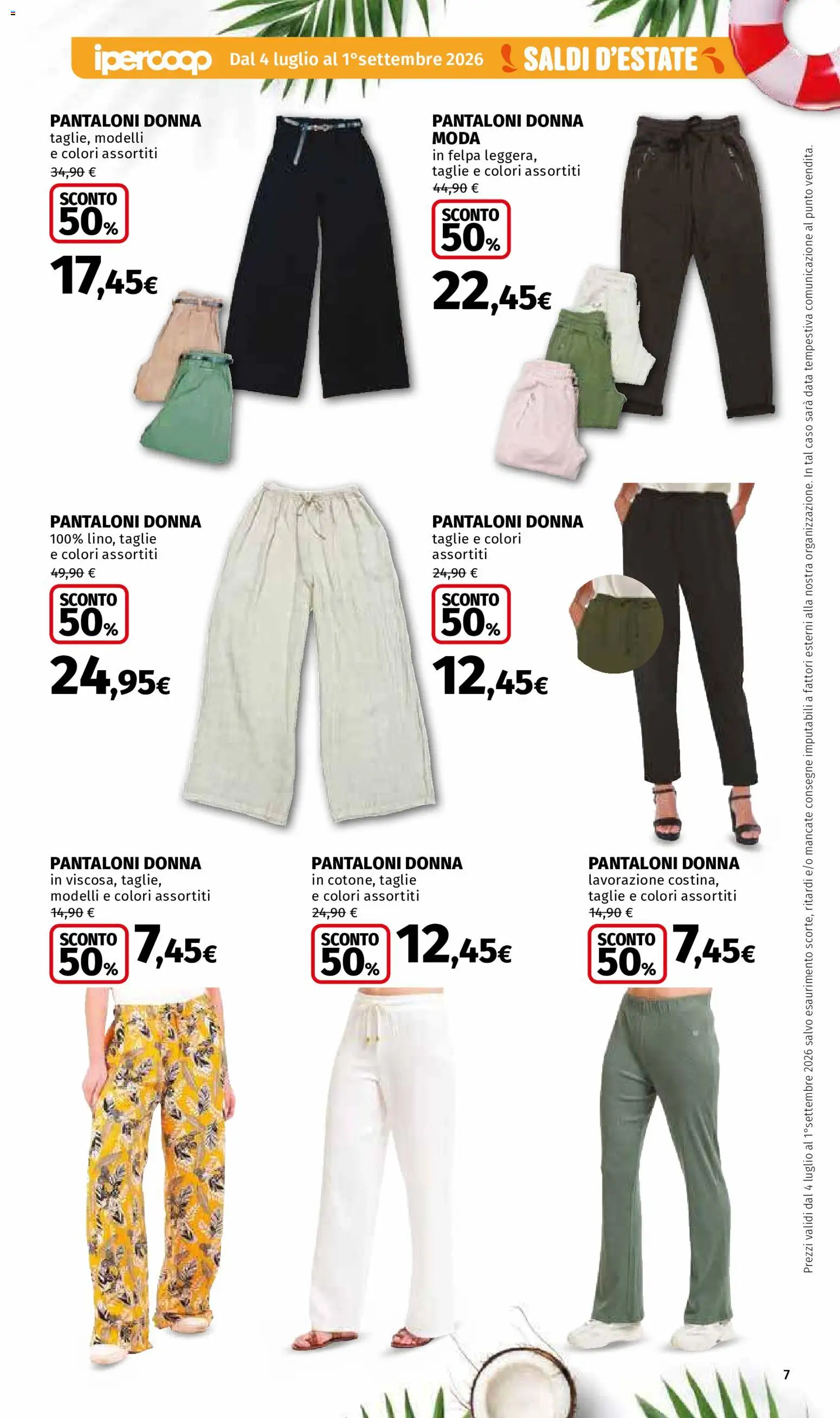 Volantino Ipercoop del 04/07/2026 | Pagina: 7 | Prodotti: Felpa, Pantaloni, Data