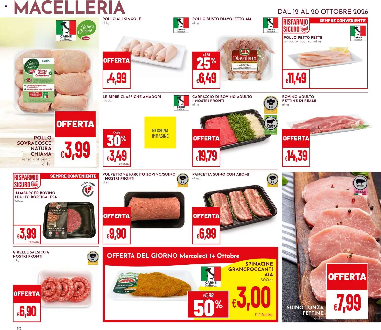 Volantino Pan del 12/10/2026 | Pagina: 10 | Prodotti: Pancetta, Salsiccia, Carne, Hamburger
