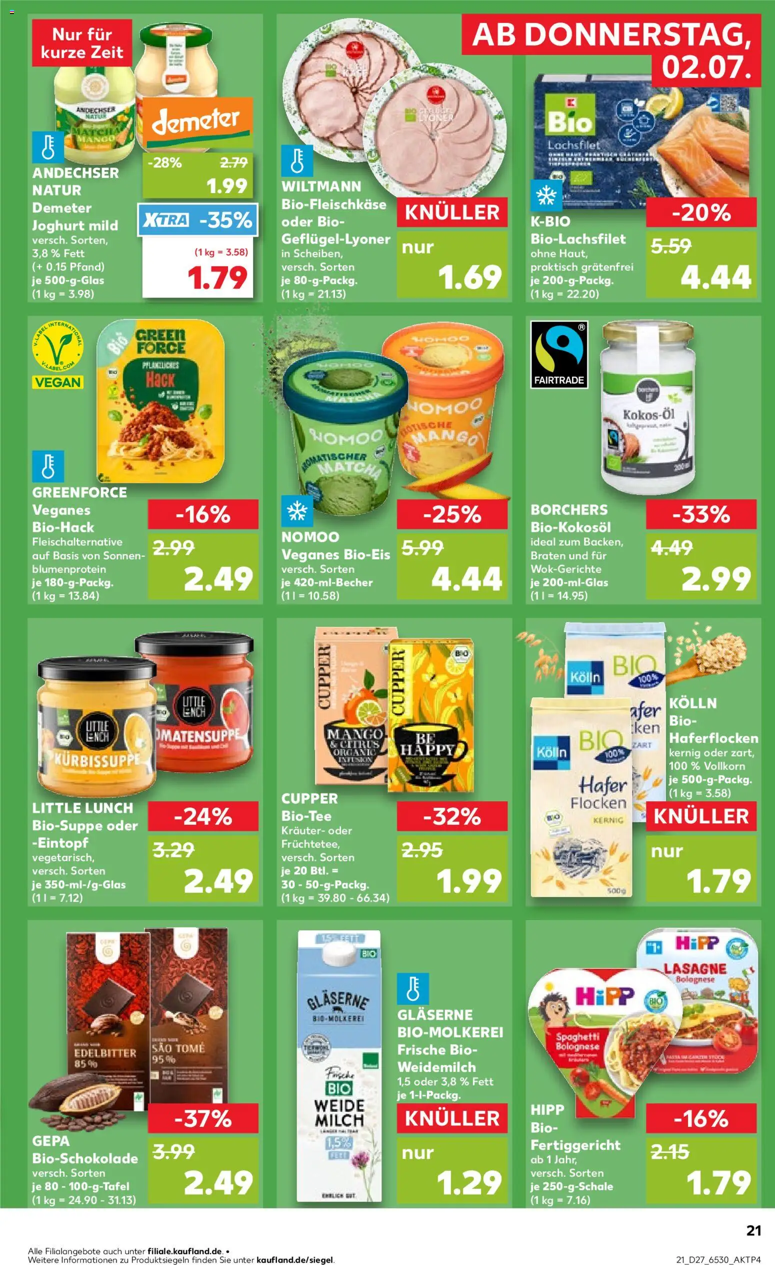 Kaufland Německo leták - Super-kauf od 02.07.2026 | Strana: 21 | Produkty: Mango, Lunch, Lasagne, Hipp