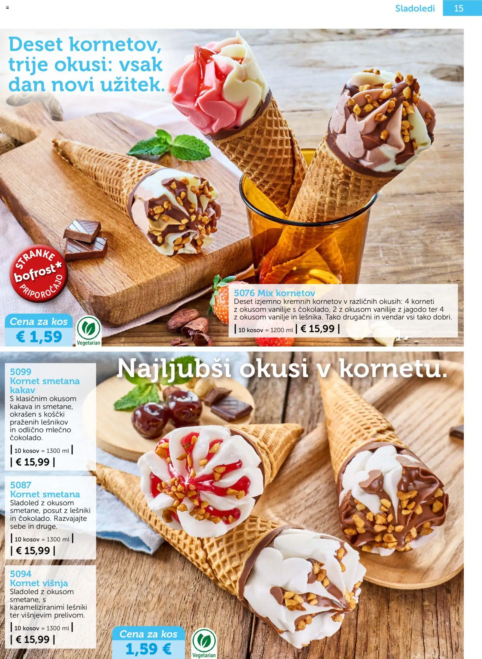 Novi Bofrost katalog ponudbe – veljaven od 01.10.2026 | Stran: 15 | Izdelki: Kos, Kakav, Smetana, Sladoled