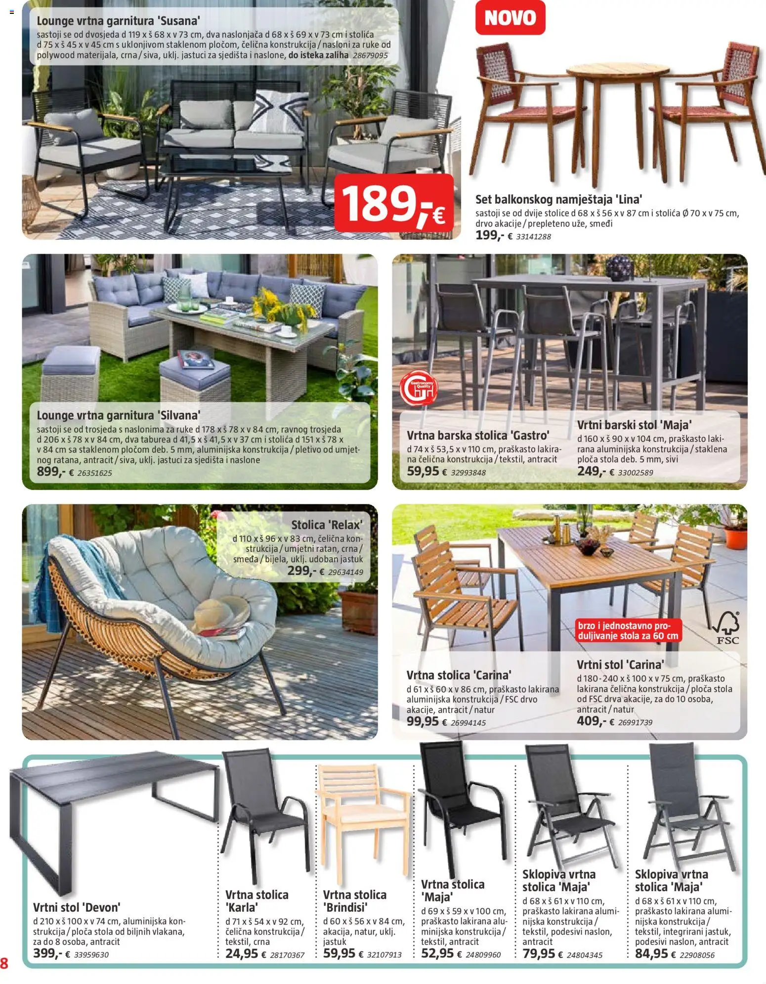 Bauhaus katalog | vrijedi od 29.04.2026 | Stranica: 8 | Proizvodi: Jastuk, Stol, Stolica, Vrtna garnitura