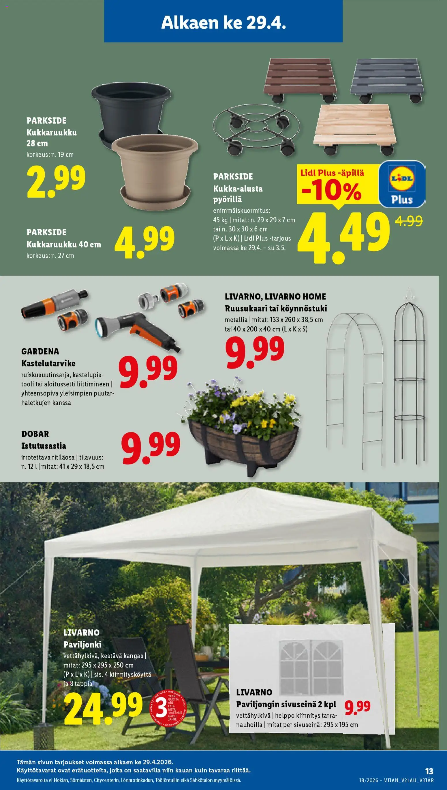 Lidl tarjoukset - Helsinki – voimassa 29.04.2026 alkaen | Sivu: 19 | Tuotteet: Kangas, Kukkaruukku