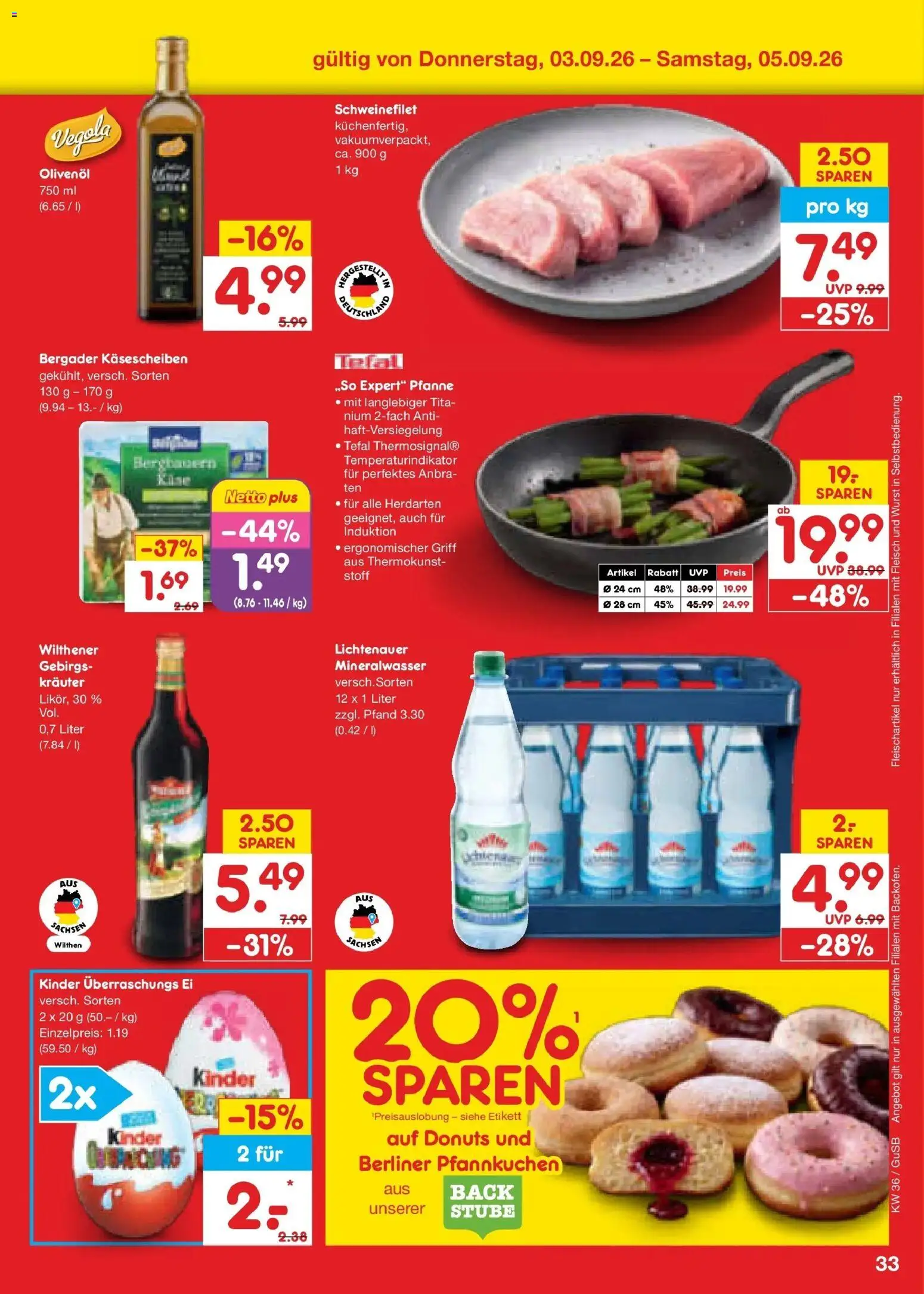 Netto Marken-Discount Prospekt Machern – gültig ab 31.08.2026 | Seite: 45 | Produkte: Berliner, Wilthener, Olivenol, Schweinefilet