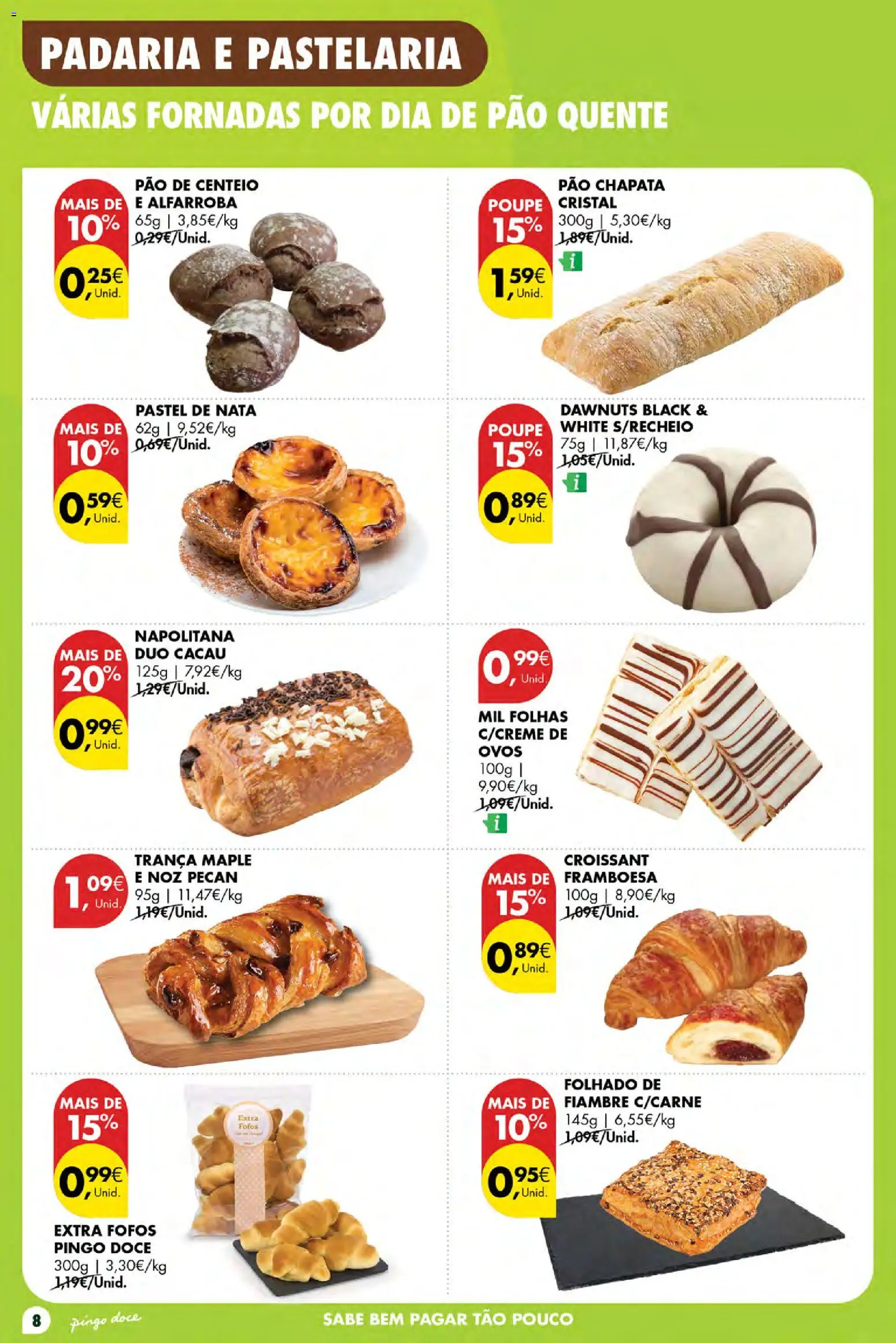 Pingo Doce folheto Poupe Esta Semana Açores │ válido de 15/10/2026 | Página: 8 | Produtos: Fiambre, Padaria, Cacau, Nata