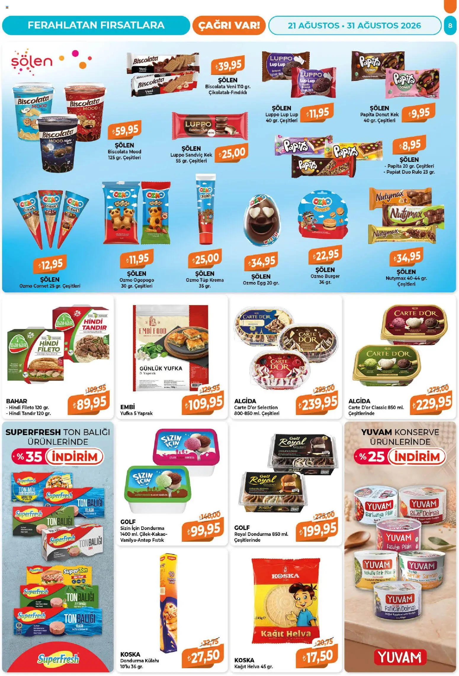Çağrı Market Katalog - 21 Ağustos 2026 tarihinden itibaren geçerlidir | Sayfa: 8 | Ürünler: Pilav, Barbunya, Biber, Patlıcan