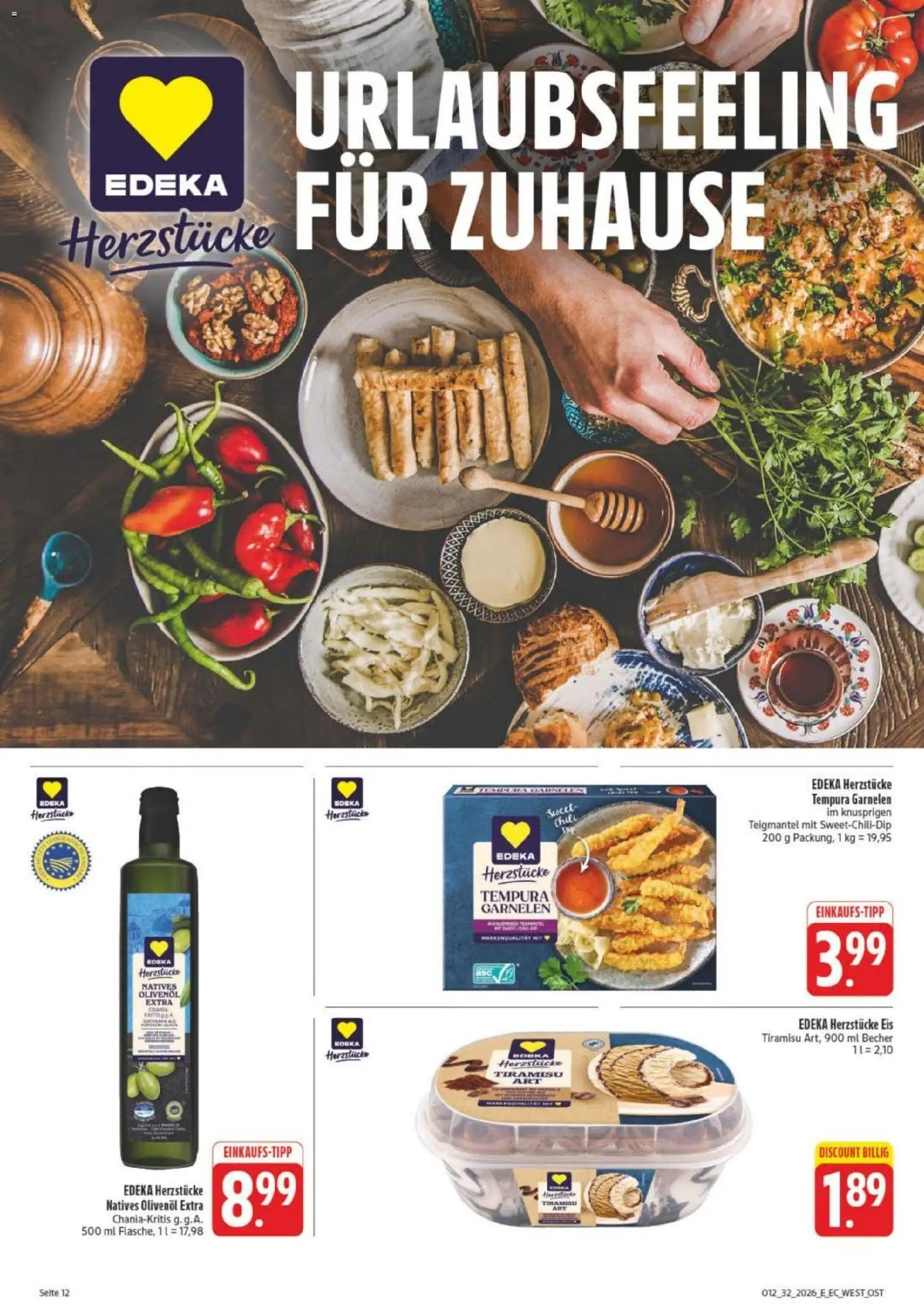 Edeka Prospekt Leipzig – gültig ab 03.08.2026 | Seite: 26 | Produkte: Olivenol, Garnelen, Chili, Eis