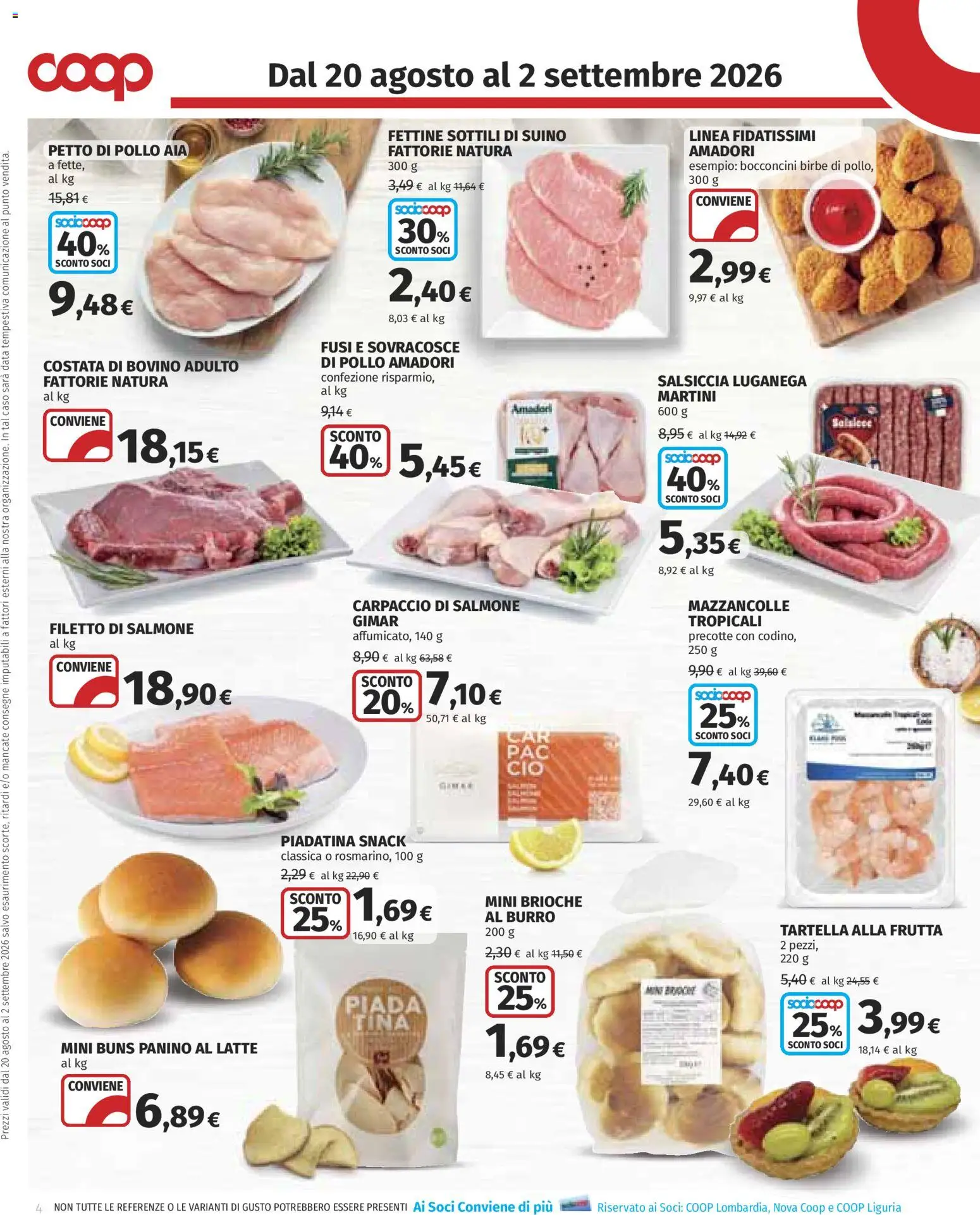 Volantino COOP del 20/08/2026 | Pagina: 4 | Prodotti: Latte, Burro, Data, Martini