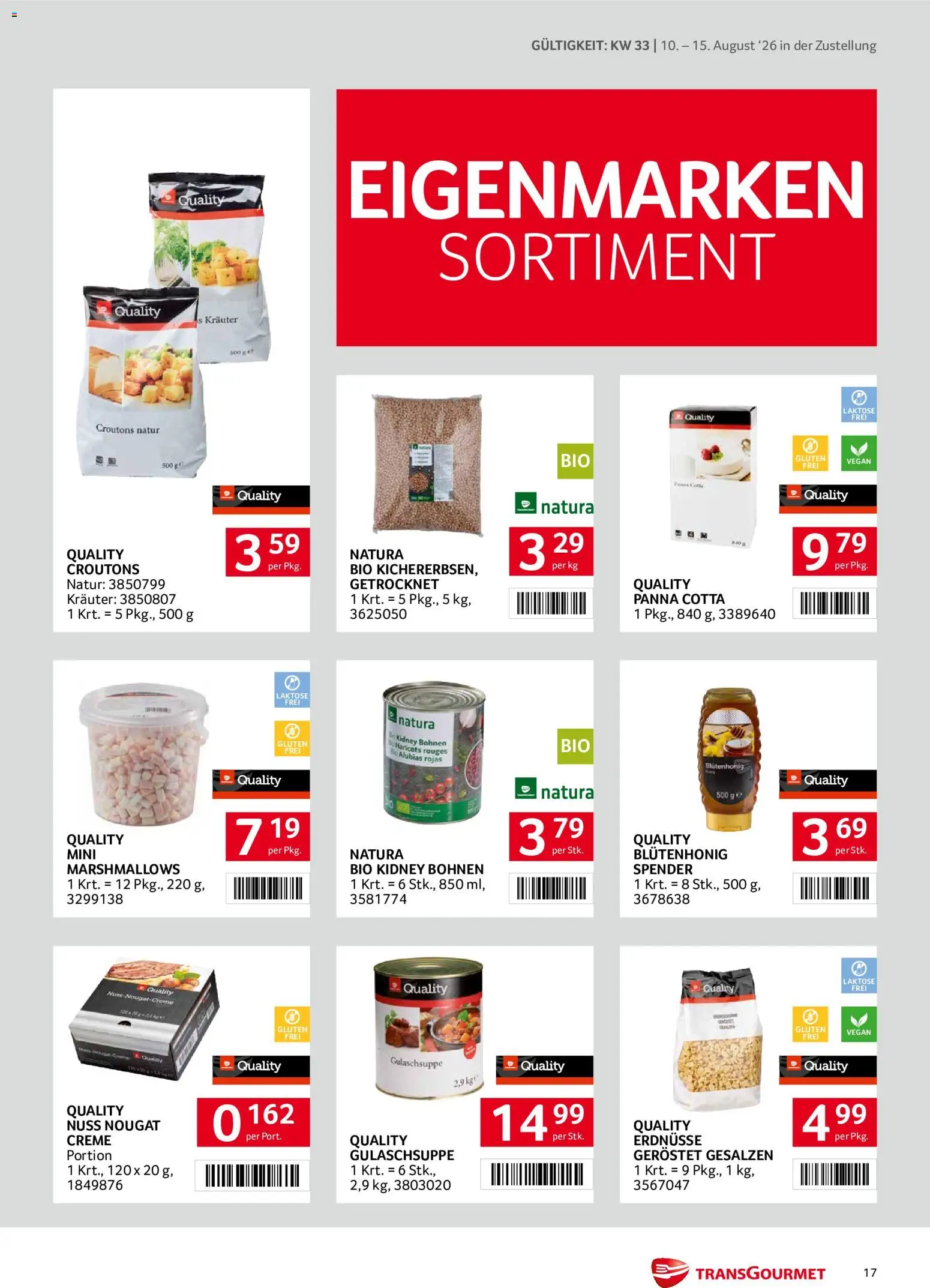 Transgourmet Zustellaktion gültig ab 10.08.2026 | Seite: 17 | Produkte: Папионка, Creme
