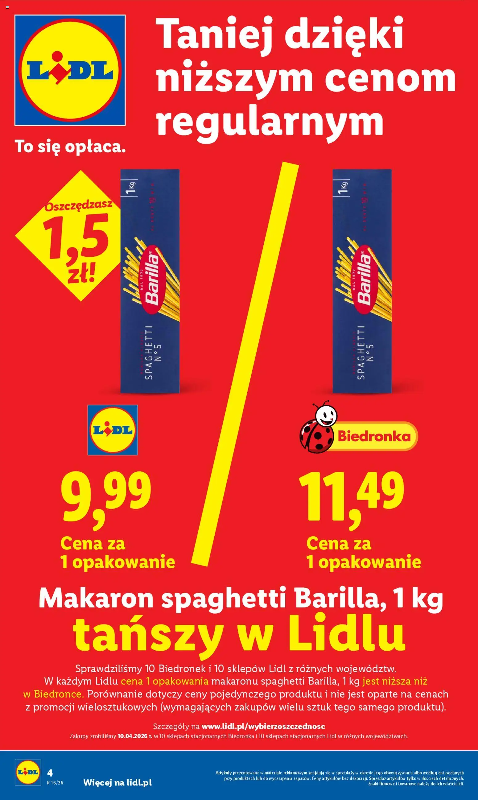 Lidl gazetka od 13.04.2026 | Strona: 4 | Produkty: Makaron spaghetti, Makaron