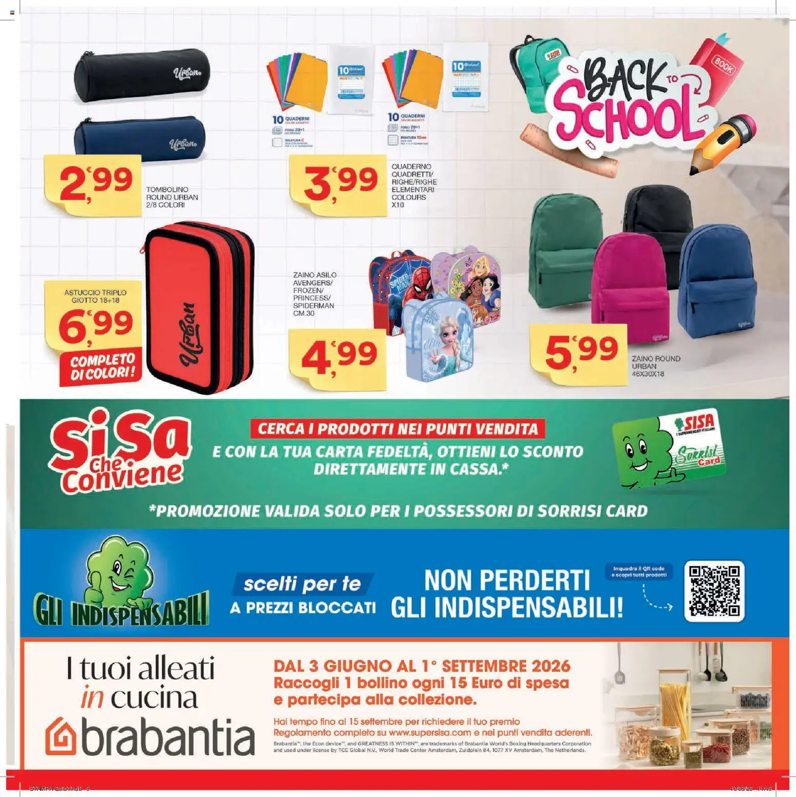 Volantino SISA del 27/08/2026 | Pagina: 9 | Prodotti: Zaino, The, Astuccio, Quaderno