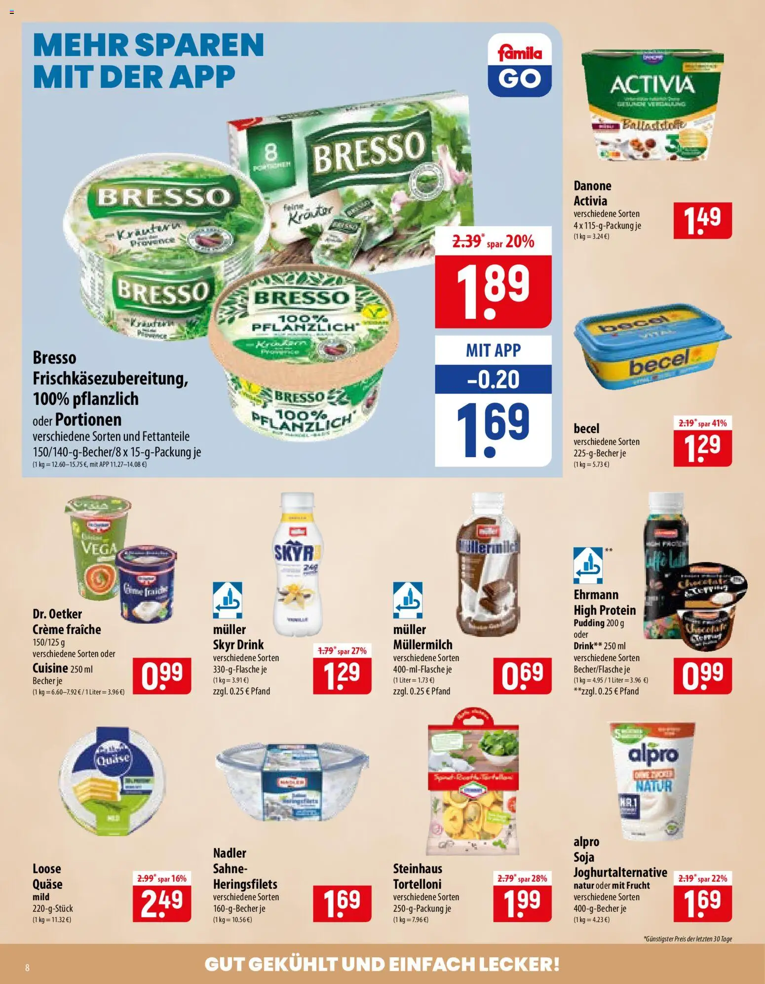Famila Prospekt – gültig ab 14.09.2026 | Seite: 8 | Produkte: Activia, Bresso, Alpro, Müllermilch
