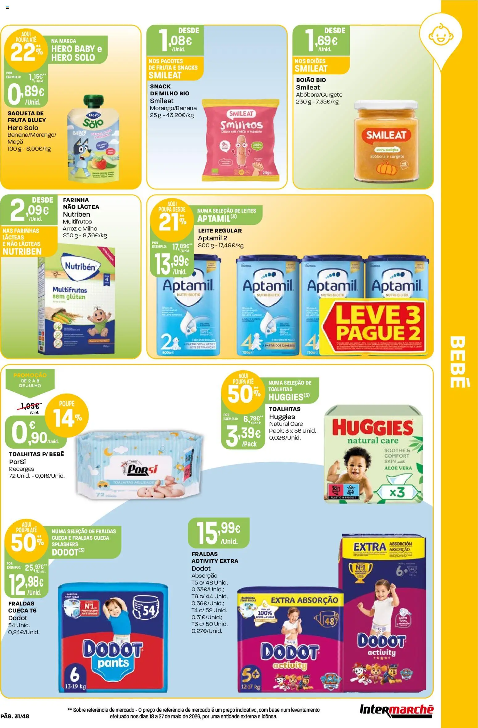 Intermarché folheto │ válido de 02/07/2026 | Página: 31 | Produtos: Curgete, Leite, Abóbora, Milho
