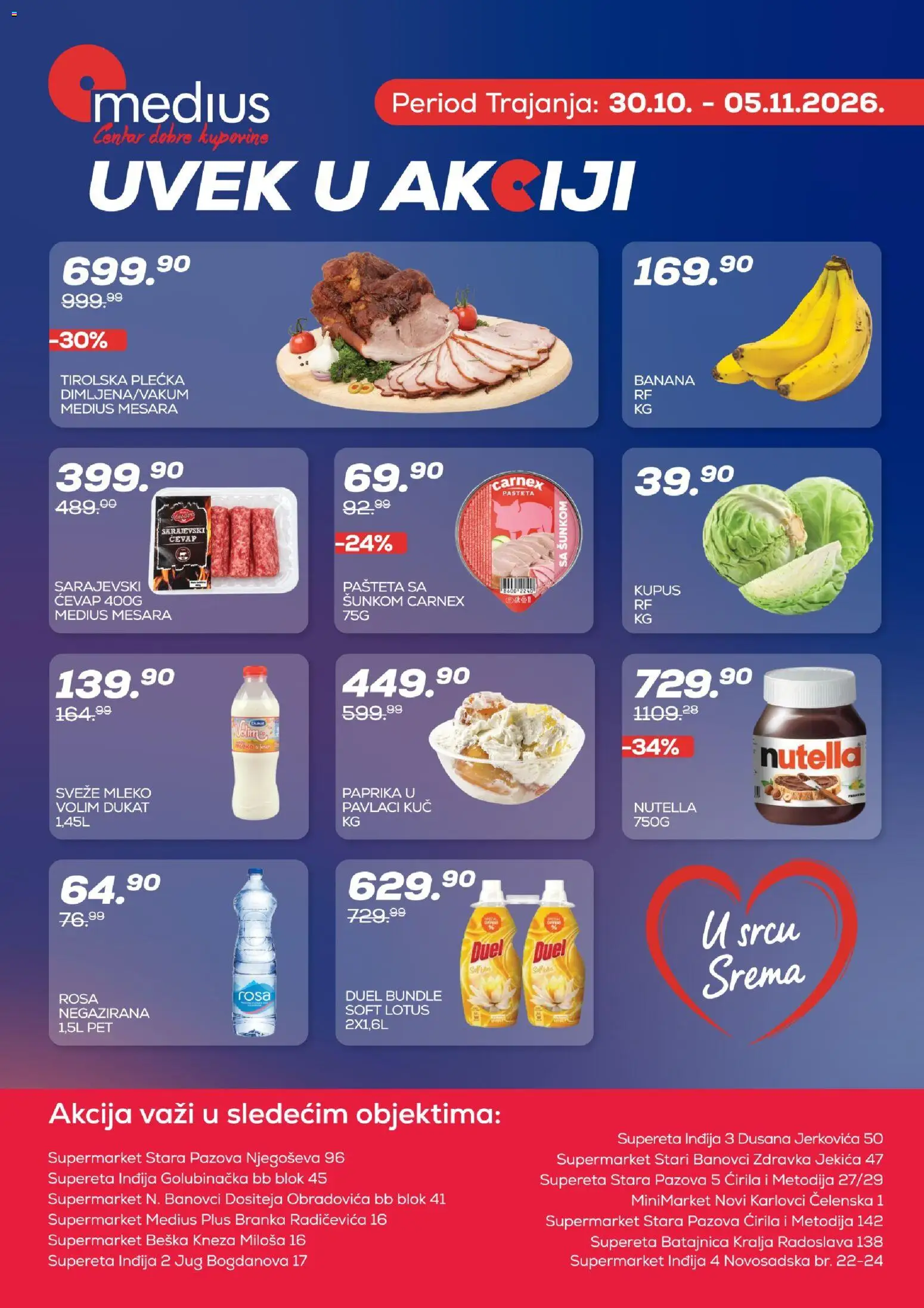 Medius katalog - važi od 30.10.2026 | Strana: 1 | Proizvode: Banana, Sveže mleko, Kupus, Paprika u pavlaci