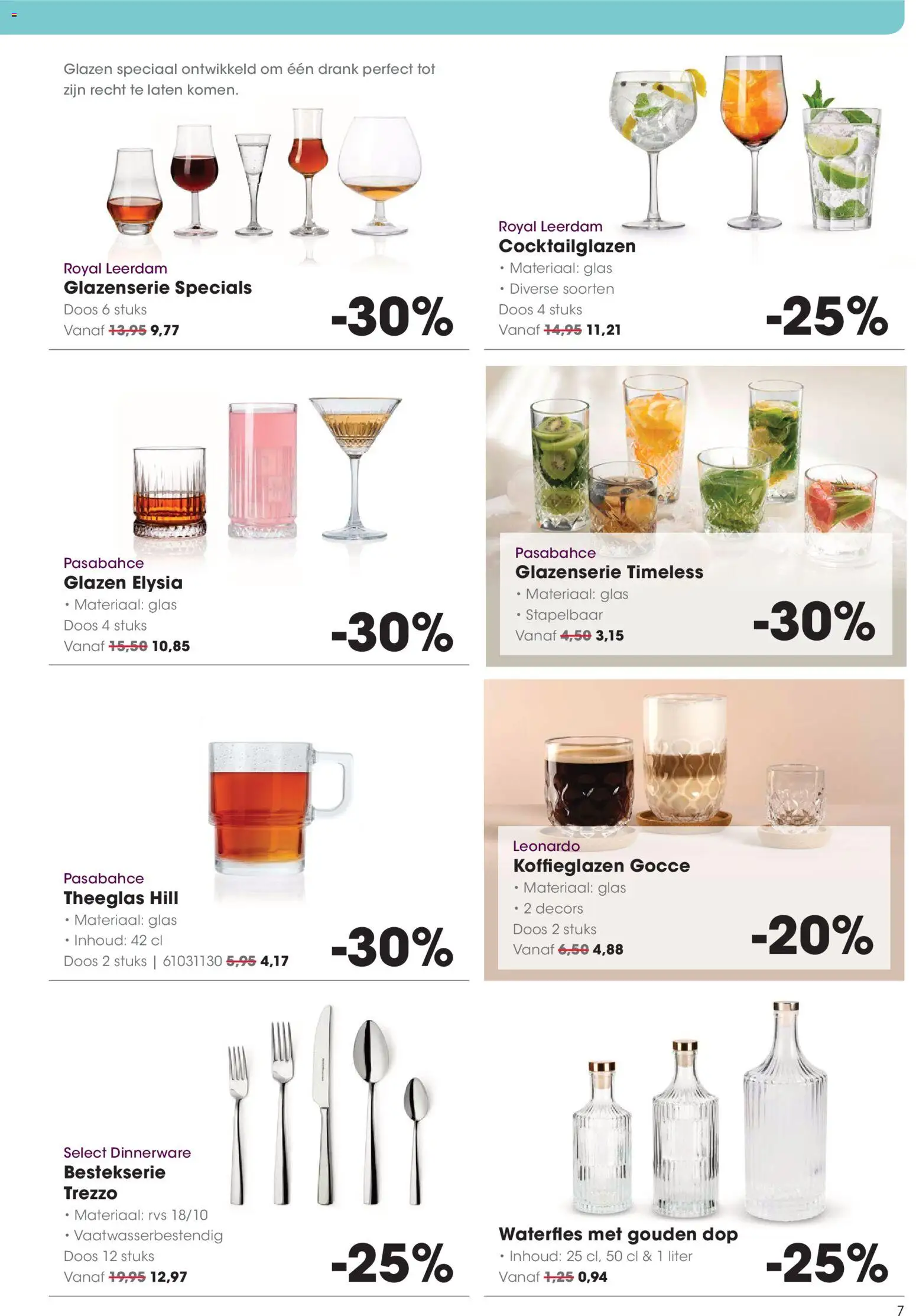 {H1} | Pagina: 7 | Producten: Waterfles, Glas