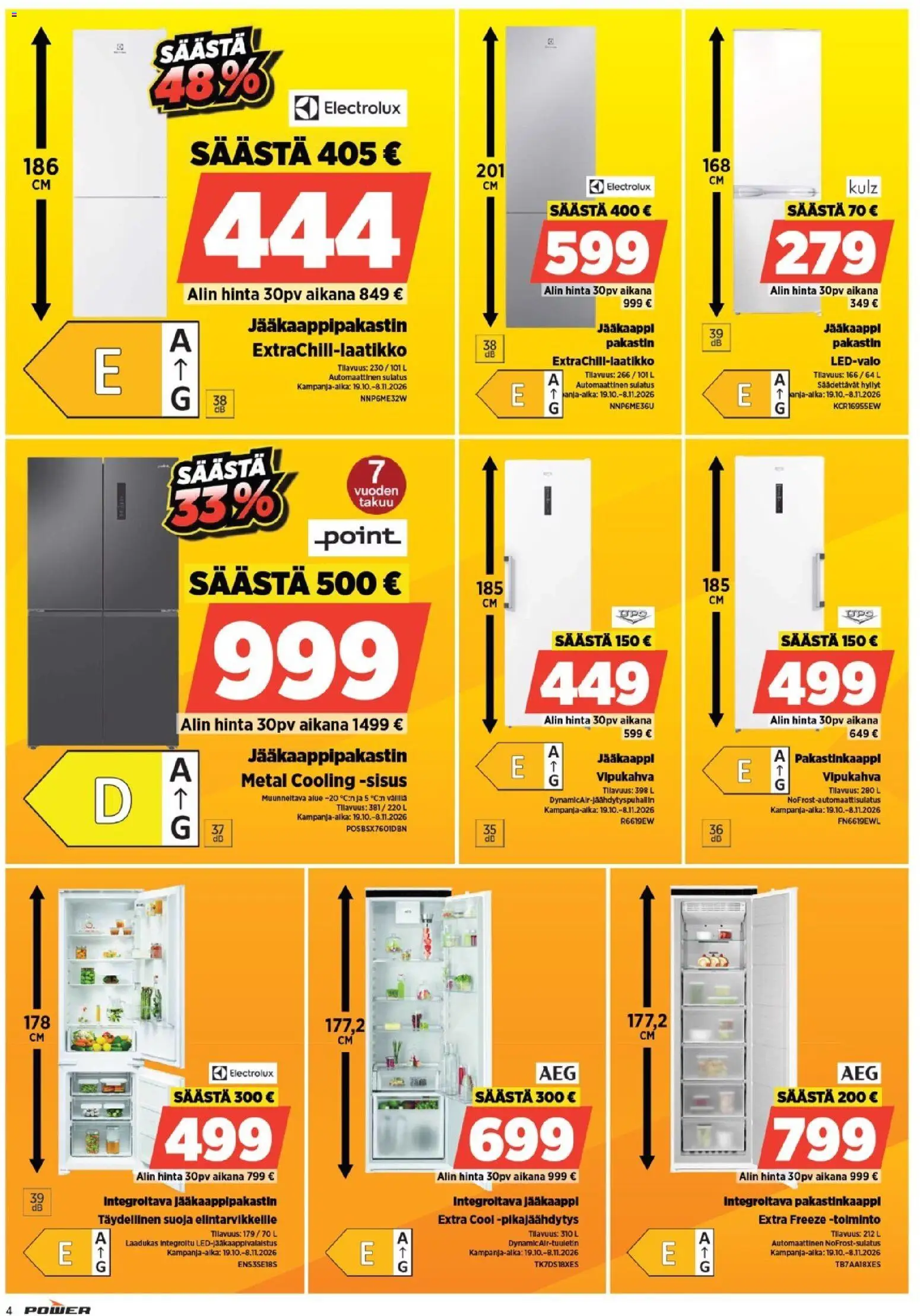 Power tarjoukset – voimassa 19/10/2026 alkaen | Sivu: 4 | Tuotteet: Pakastin, Jääkaappipakastin