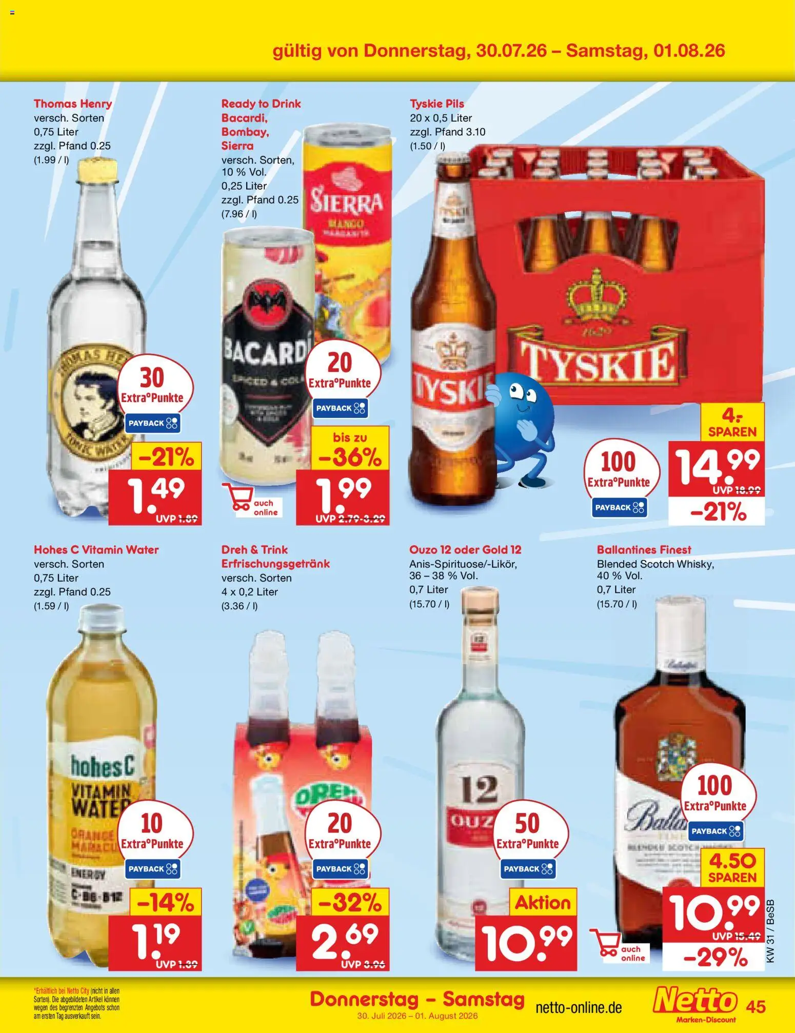 Netto Marken-Discount Prospekt – gültig ab 27.07.2026 | Seite: 64 | Produkte: Ouzo 12, Tyskie, Energy, Hohes c