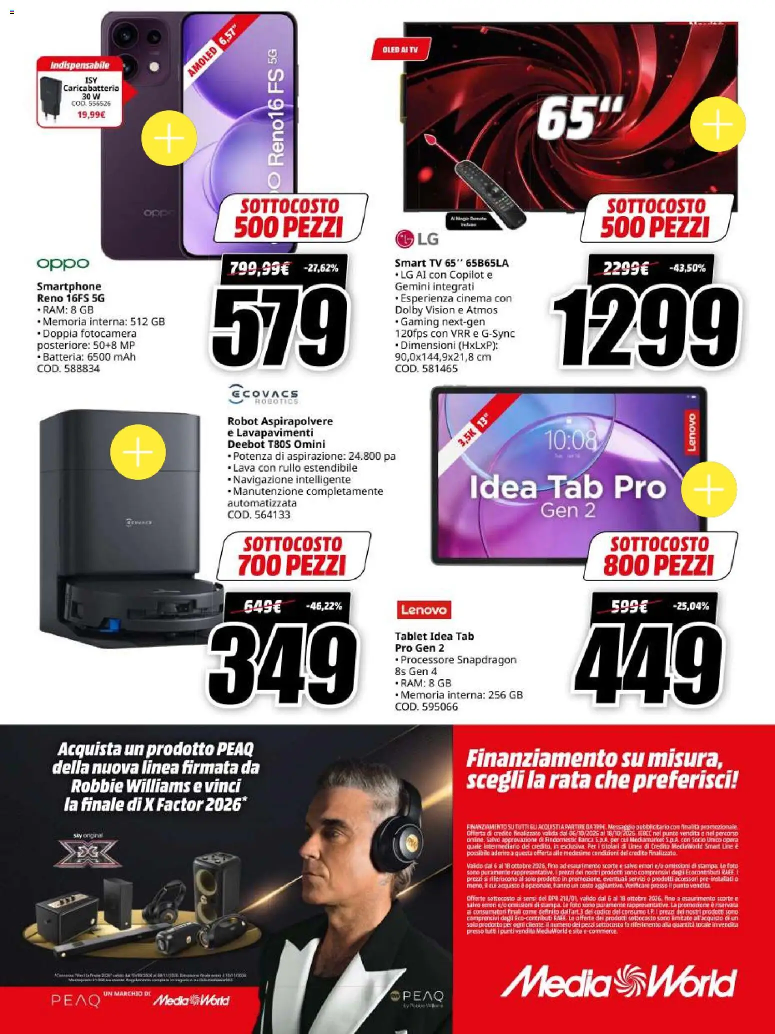 Volantino Media World del 06/10/2026 | Pagina: 44 | Prodotti: smart TV, Robot, Navigazione, Batteria