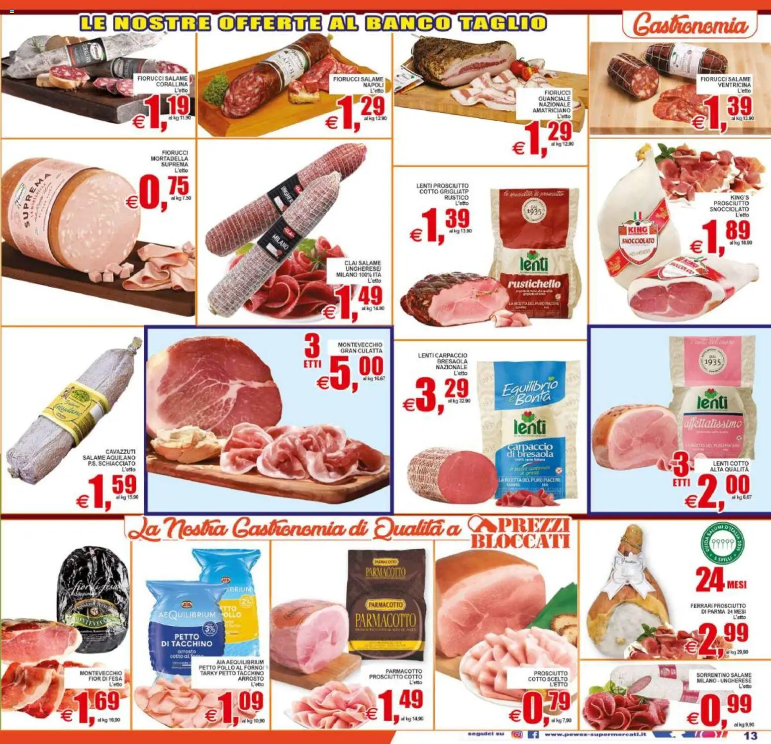 Volantino Pewex del 01/07/2026 | Pagina: 13 | Prodotti: Prosciutto Cotto, Tacchino, Prosciutto, Guanciale
