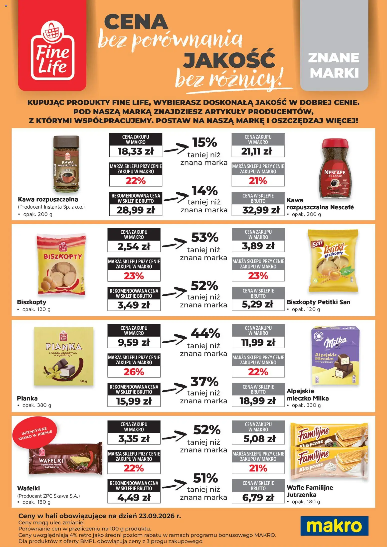 Makro gazetka - Fine Life od 01.10.2026 | Strona: 4 | Produkty: Biszkopty, Nescafe, Kawa rozpuszczalna, Kawa