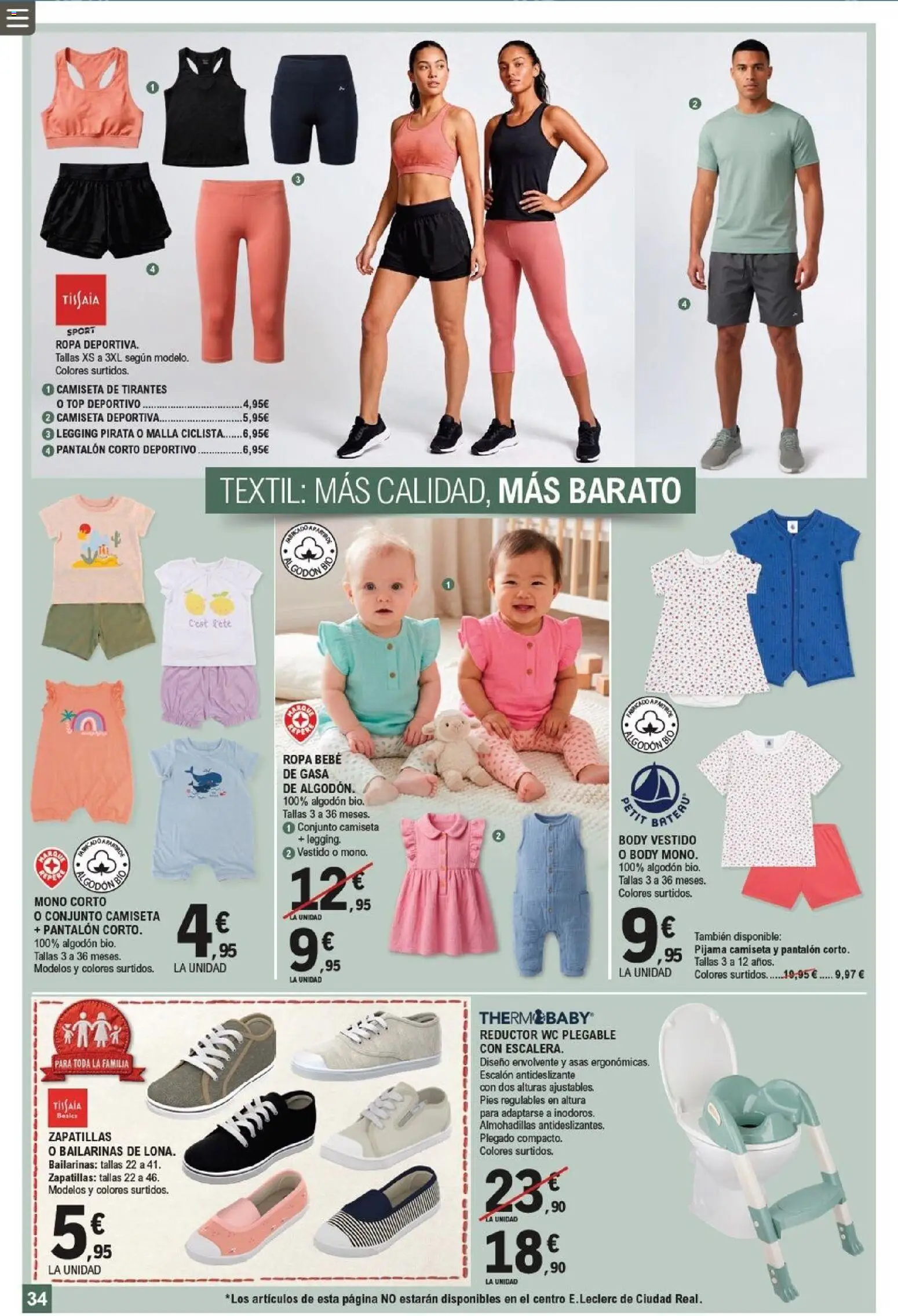 E.Leclerc folleto │ válido desde el 18.05.2026 | Página: 34 | Productos: Pijama, Bailarinas, Zapatillas, Ropa