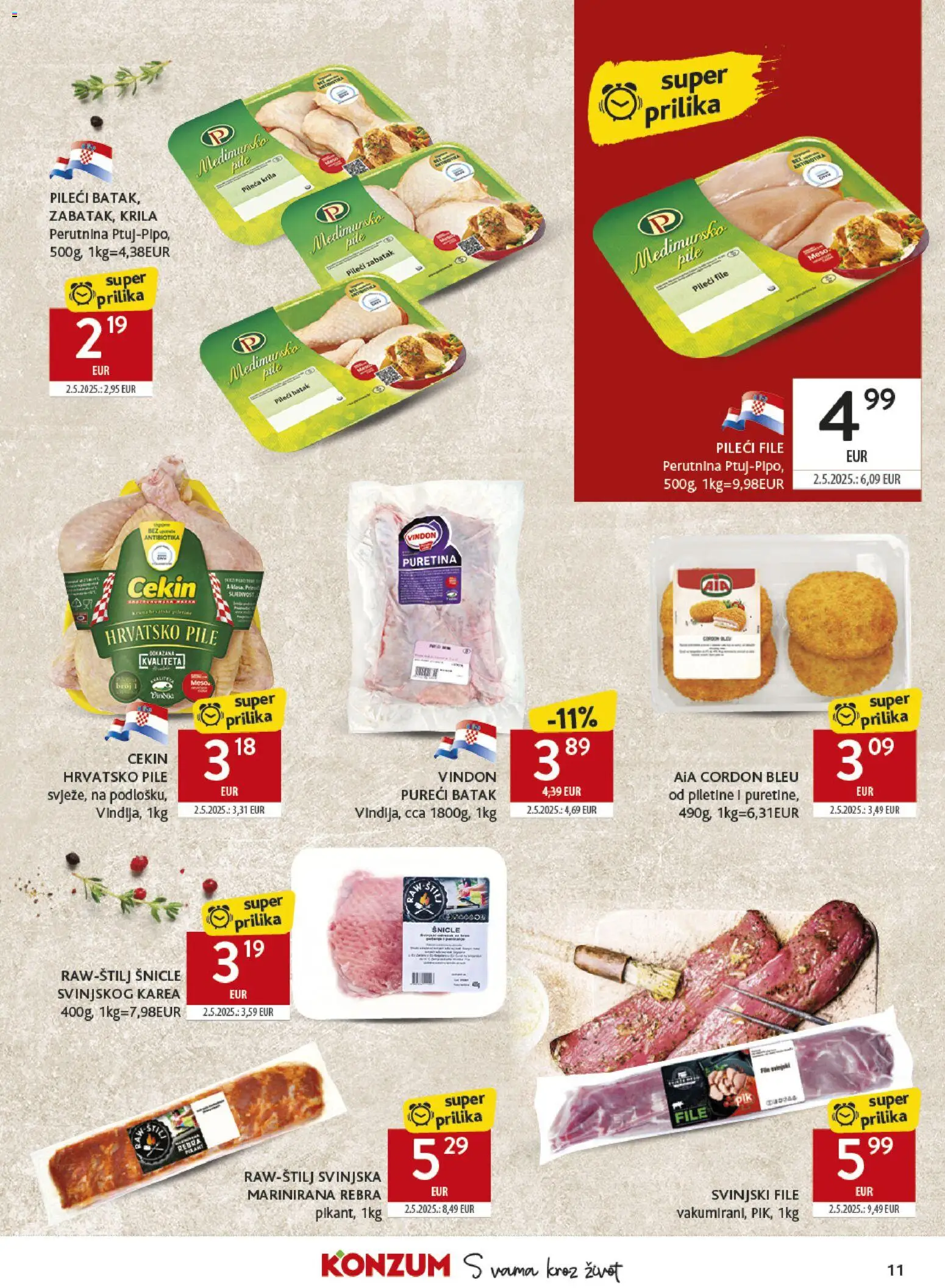 Konzum HR akciós ujság - amely érvényes a következő dátumtól: 2026.09.02. | Oldal: 11 | Termékek: Cordon bleu, Filé