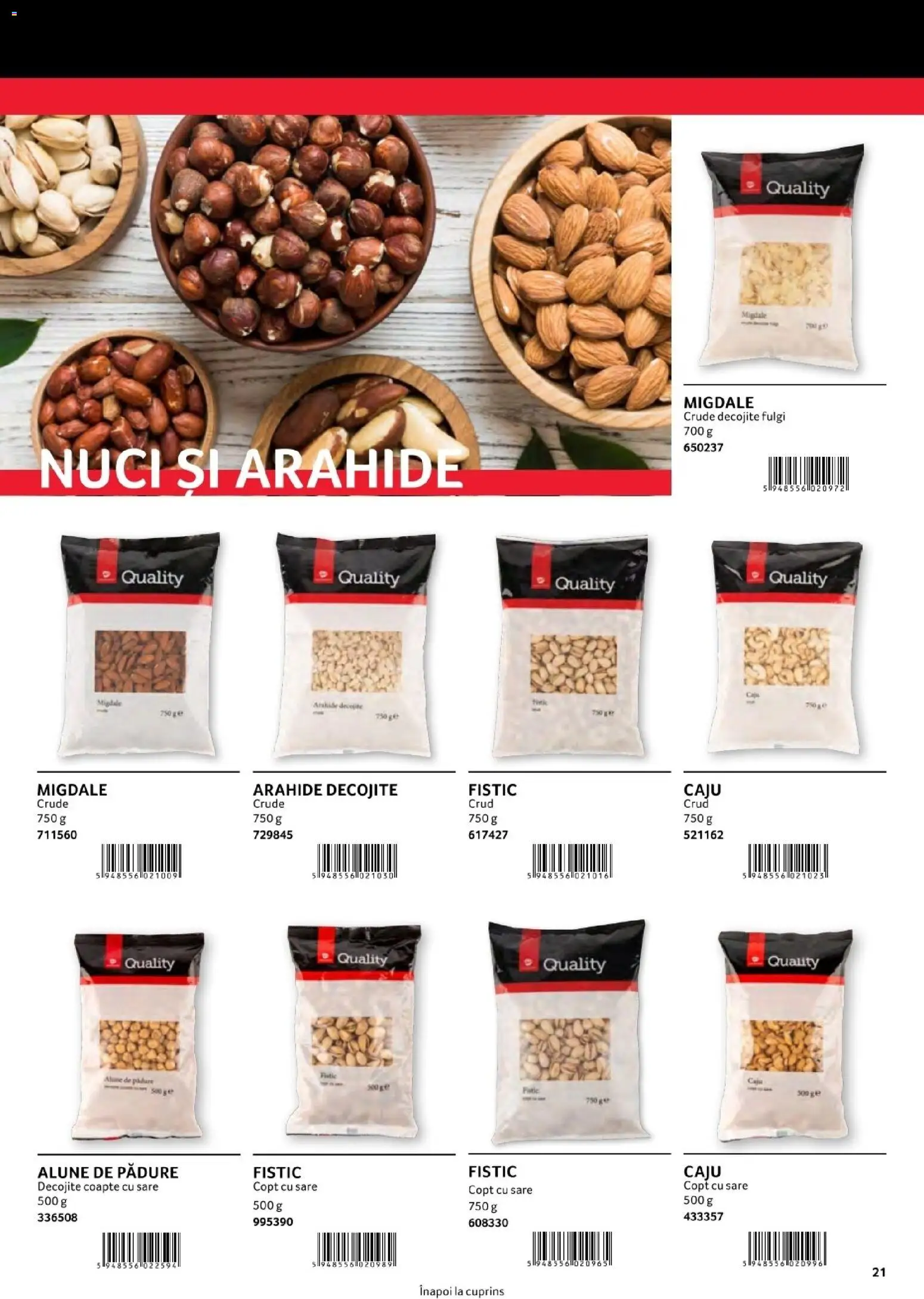 Noul catalog Selgros – valabil de la 01.08.2026 | Pagină: 21 | Produse: Arahide, Fulgi, Alune de pădure, Sare