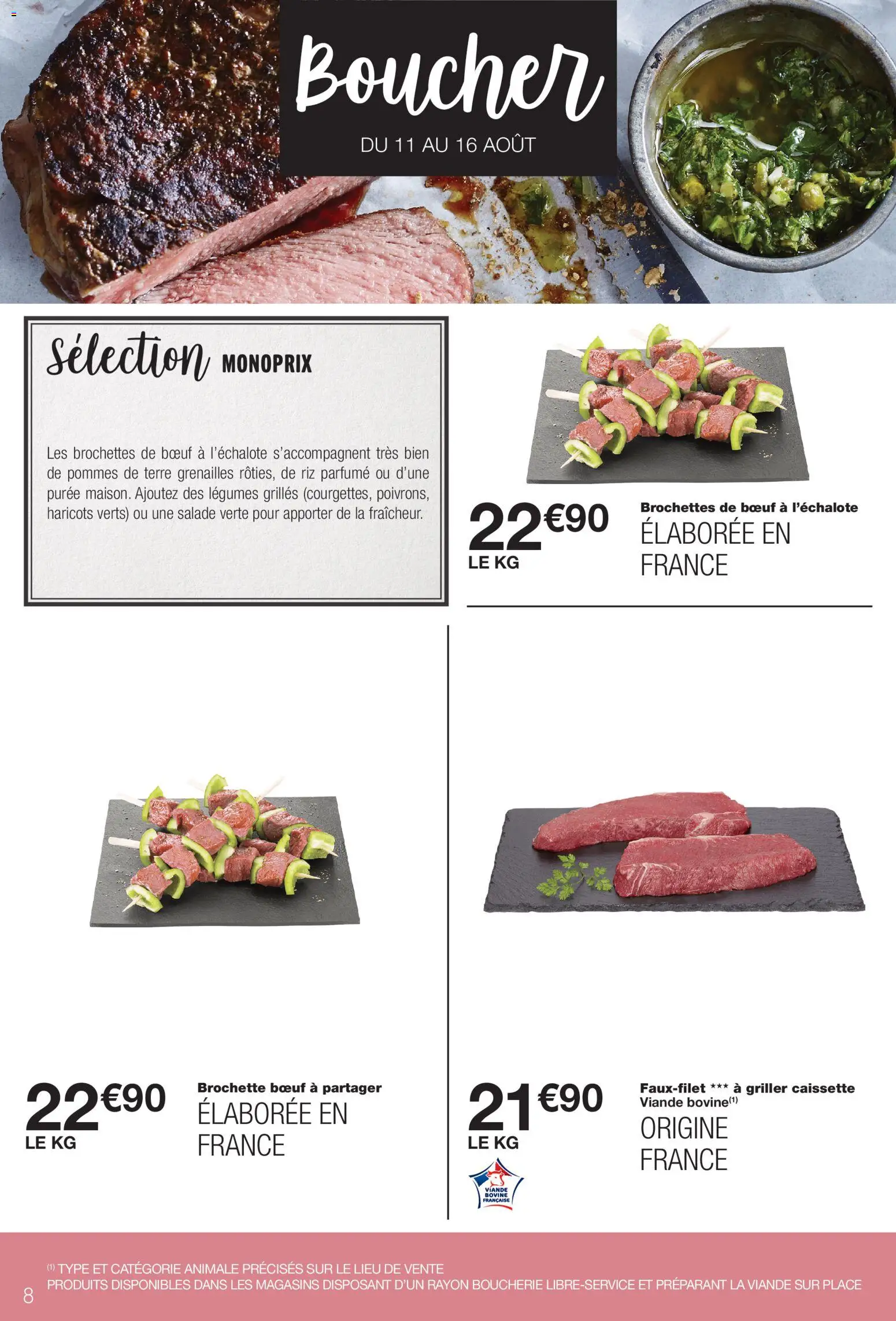 {H1} | Page: 8 | Produits: Haricots verts, Salade verte, Haricots, Viande bovine