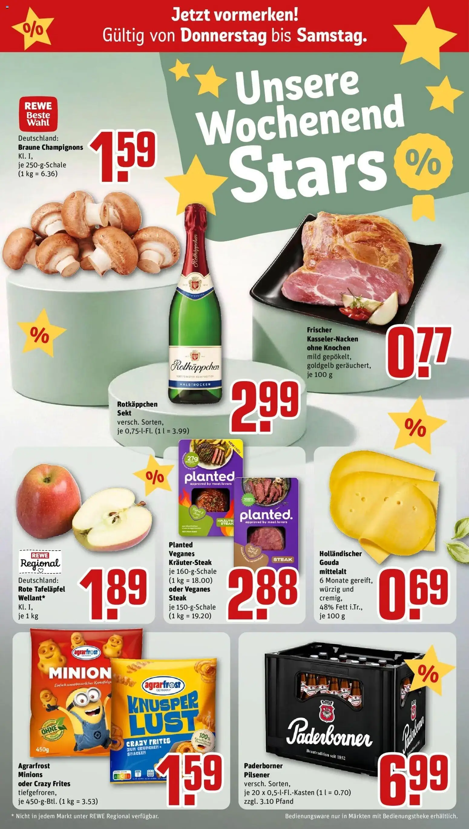 REWE Prospekt ab 26.10.2026 zum Blättern » Angebote | Seite: 30 | Produkte: Gouda, Champignons, Rotkäppchen, Steak