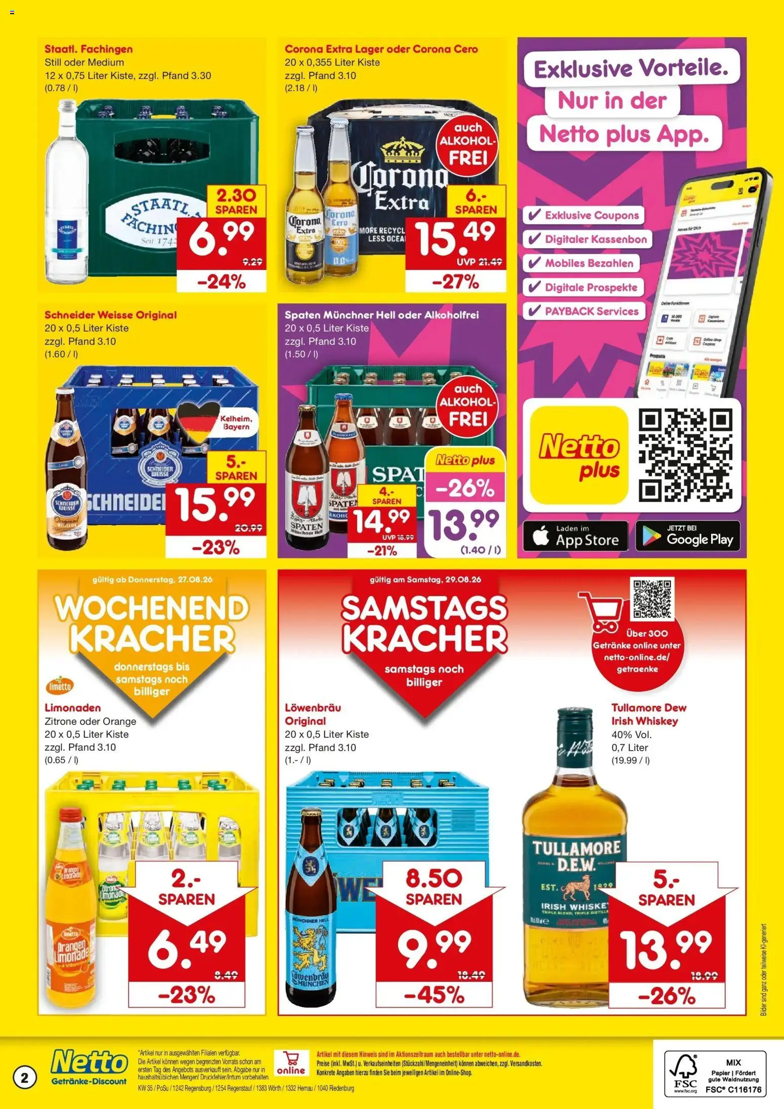 Netto Marken-Discount Prospekt Regenstauf – gültig ab 24.08.2026 | Seite: 2 | Produkte: Limonade, Bilder, Zitrone, Whiskey