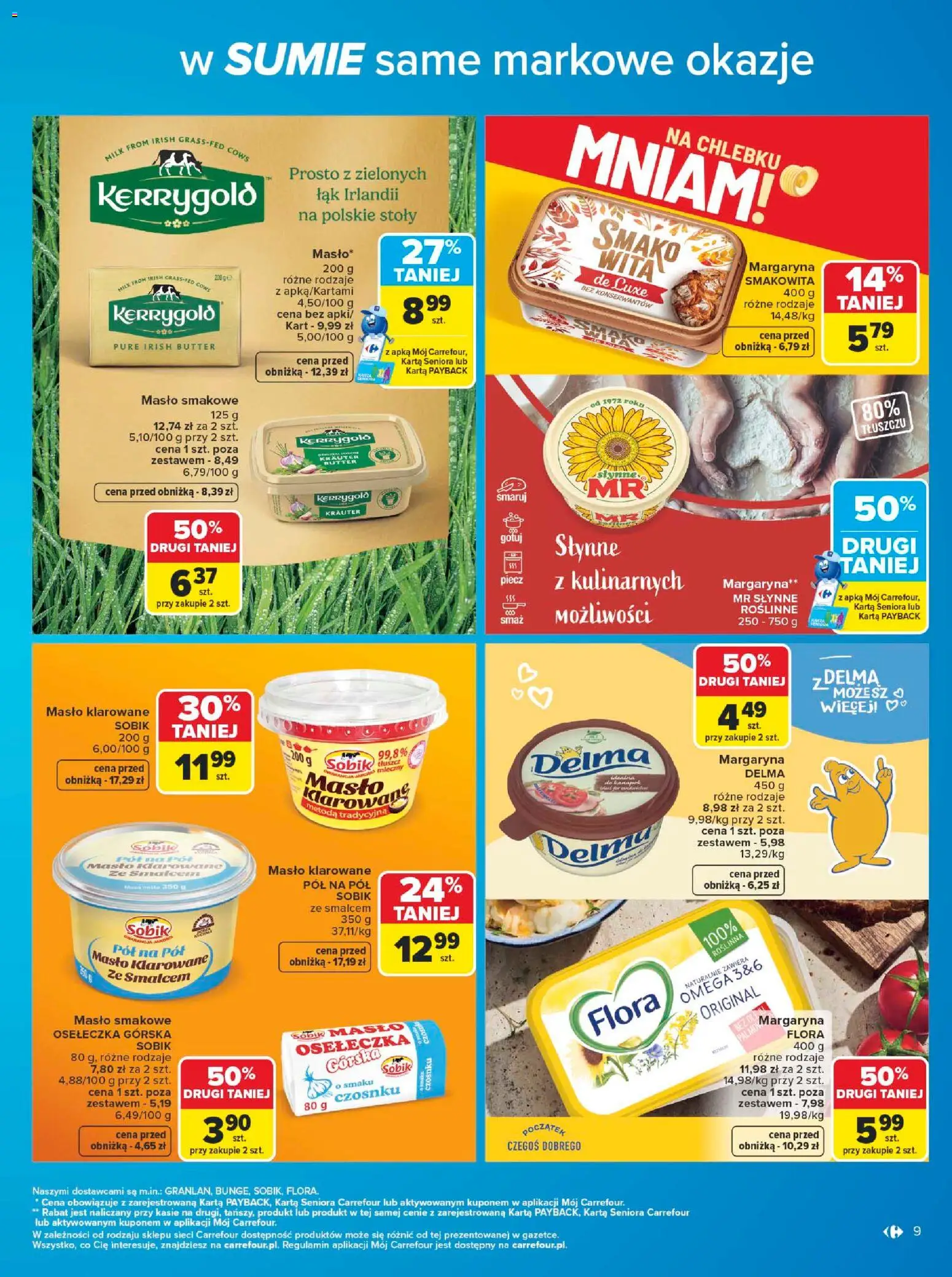 Carrefour gazetka - W sumie same markowe okazje od 08.06.2026 | Strona: 9 | Produkty: Karta, Masło klarowane, Margaryna, Masło