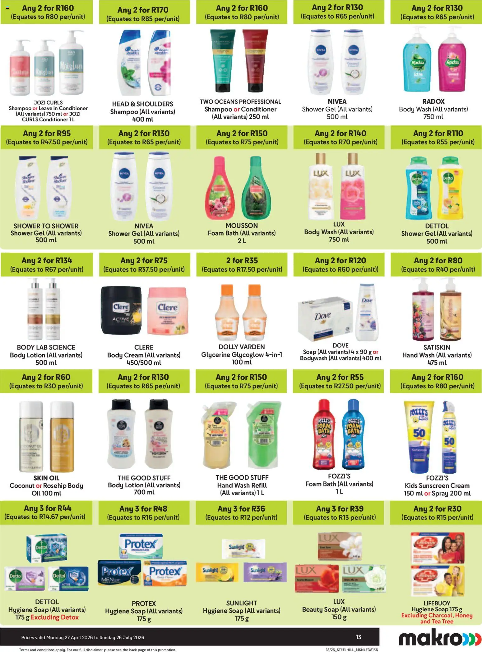New Makro catalogue – valid from 27.04.2026 | Page: 13 | Products: Bath, Tea, Shampoo, Lotion