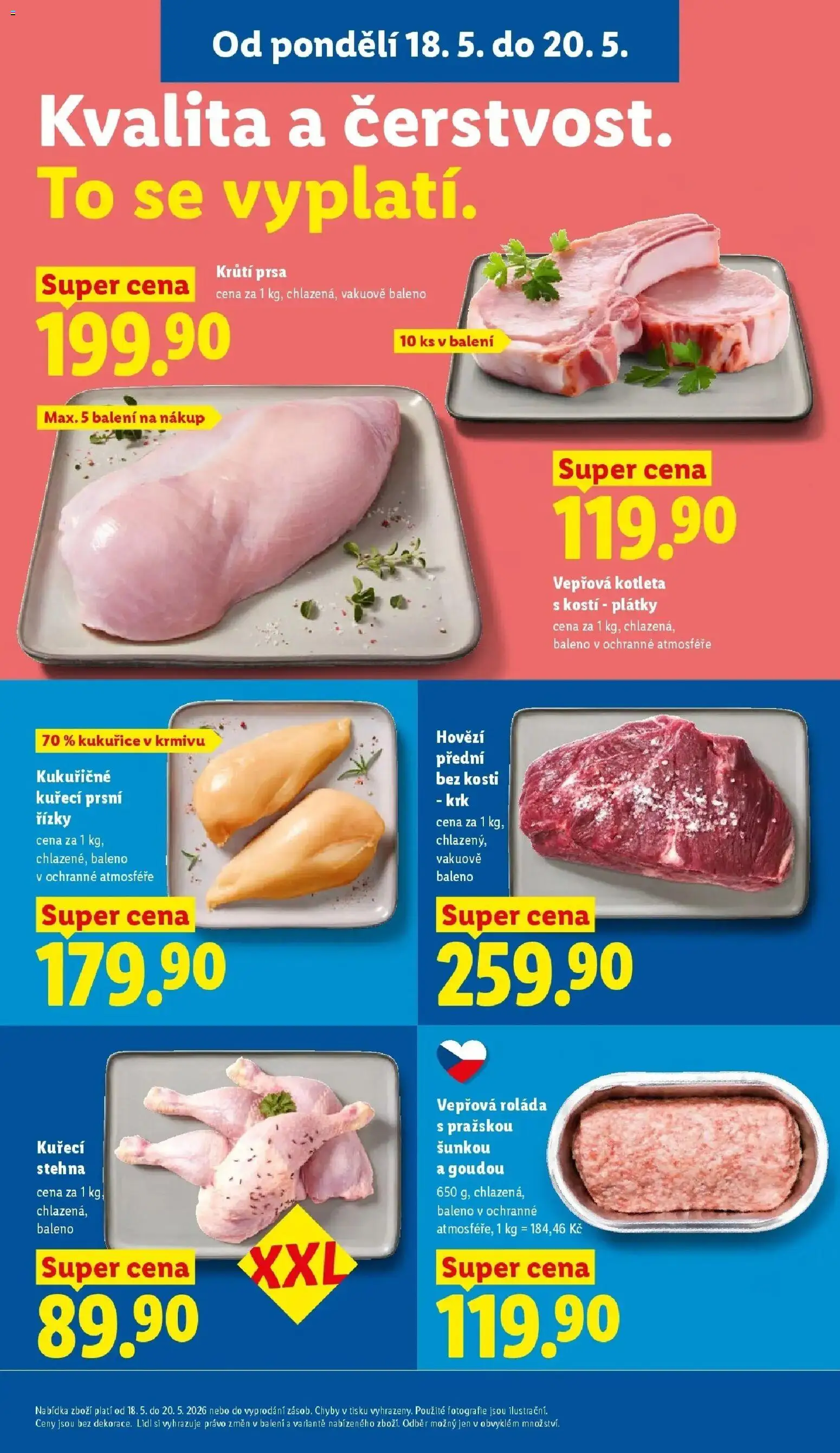 Lidl aktuální leták od 18.05.2026 | Strana: 13 | Produkty: Hovězí, Kuřecí prsní řízky, Vepřová kotleta, Kuřecí stehna