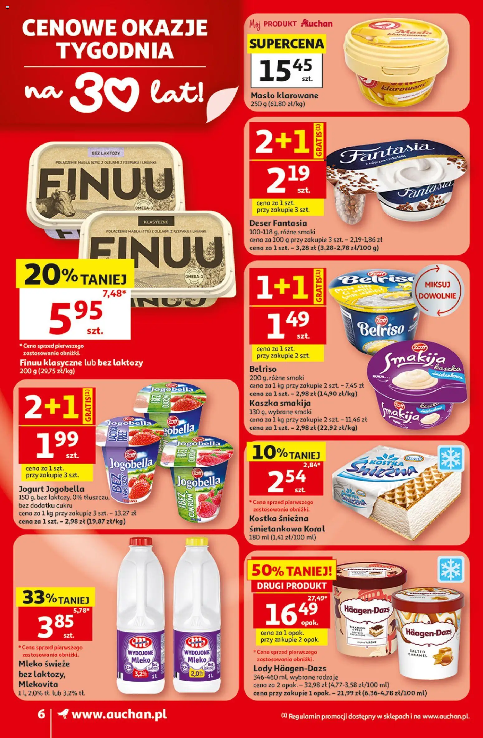 Auchan gazetka od 18.06.2026 | Strona: 6 | Produkty: Masło klarowane, Mleko, Masło, Jogurt