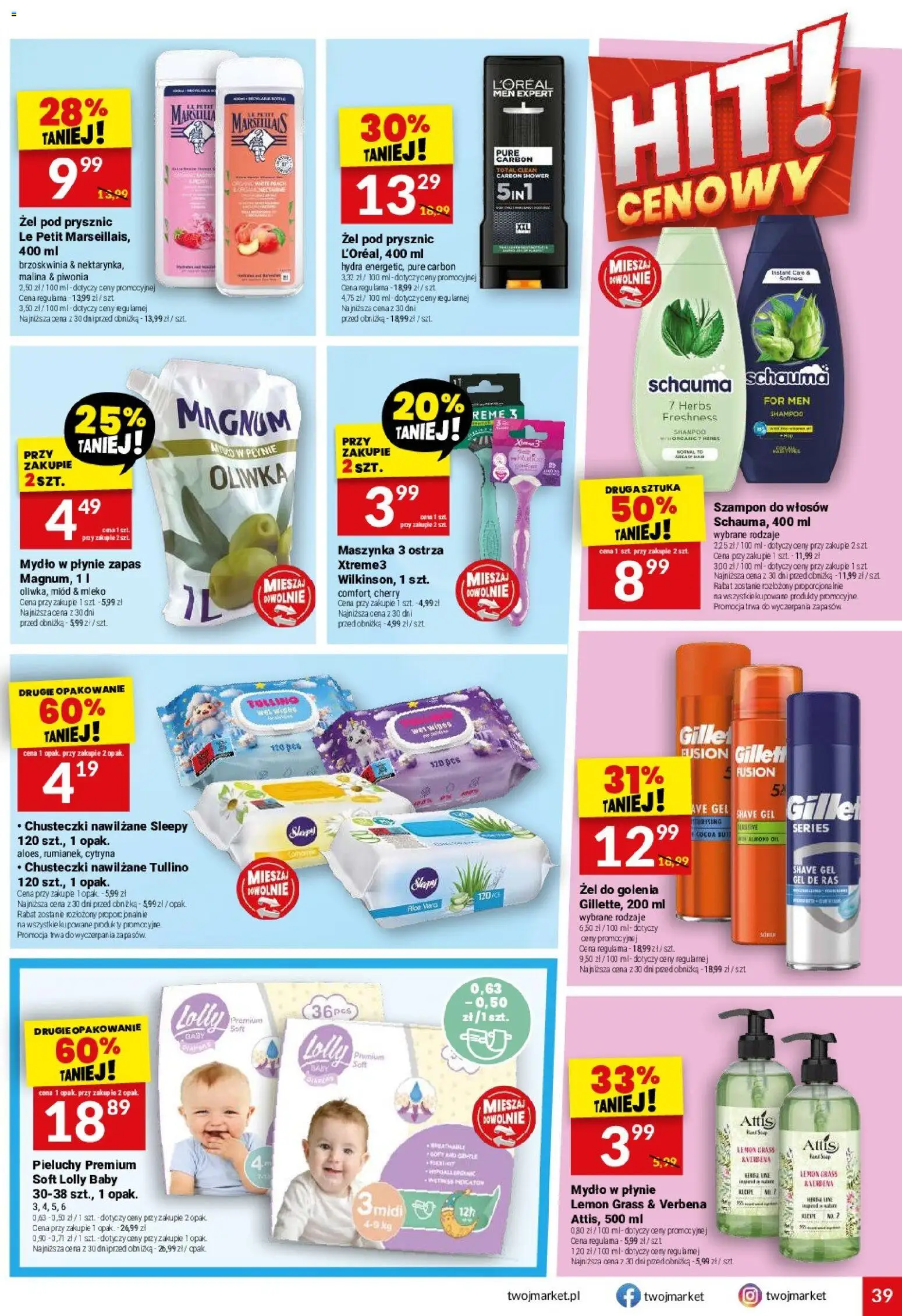 Twój Market gazetka od 19.08.2026 | Strona: 39 | Produkty: Cytryna, Szampon do włosów, Magnum, Mydło