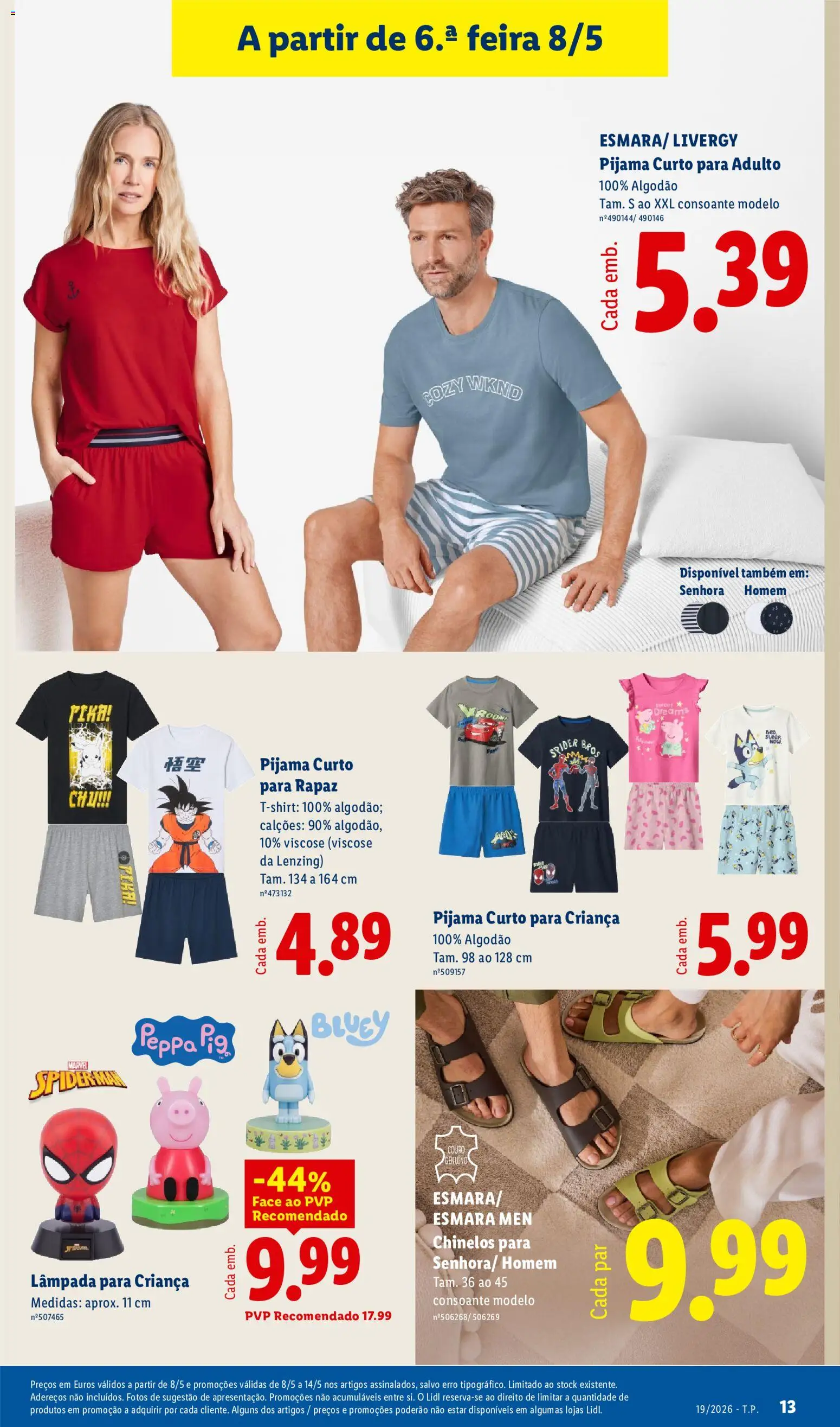 Lidl Novidades │ válido de 04.05.2026 | Página: 13 | Produtos: Chinelos, Algodão, Calções
