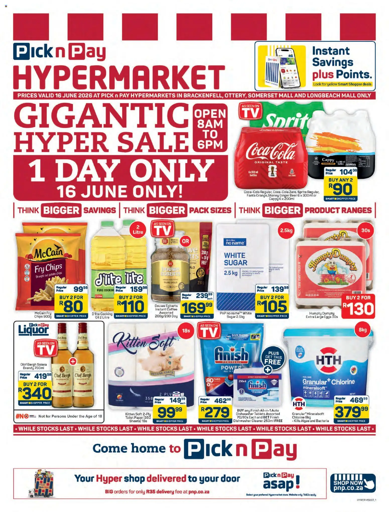 New Pick n Pay catalogue – valid from 16.06.2026 | Page: 1 | Products: Cesto para colada, Fanta, Sprite, Stoney
