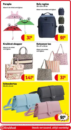 Kruidvat folder week 20 - Voorbeeld van een folder van Kruidvat, geldig van 12.05.2026 | Pagina: 86 | Producten: Tas, Kan, Paraplu