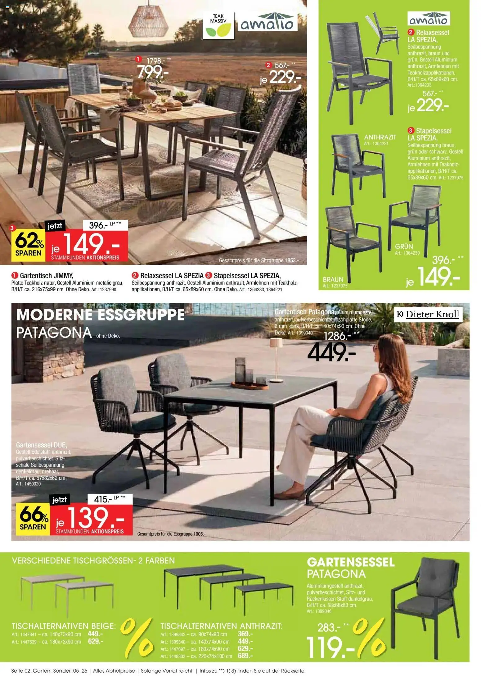 Zurbrüggen Gartenmöbel Sommerschnäppchen – gültig ab 09.07.2026 | Seite: 2 | Produkte: Relaxsessel, Essgruppe