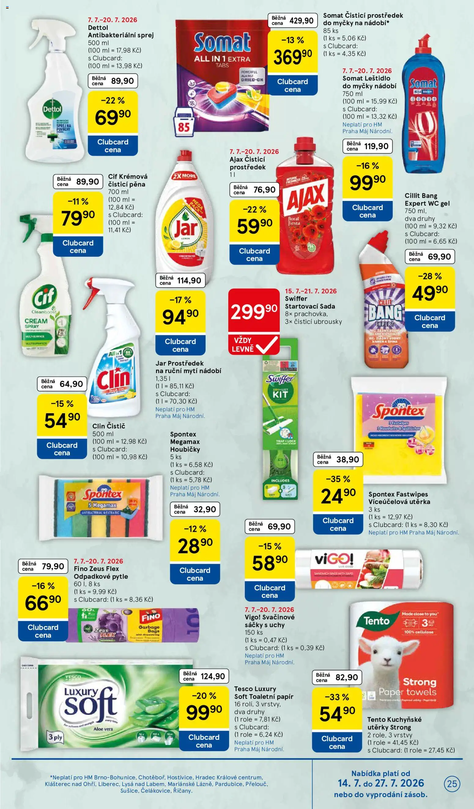 Tesco leták - Hypermarket od 15.07.2026 | Strana: 25 | Produkty: Leštidlo do myčky, Clin, Ubrousky, Jar